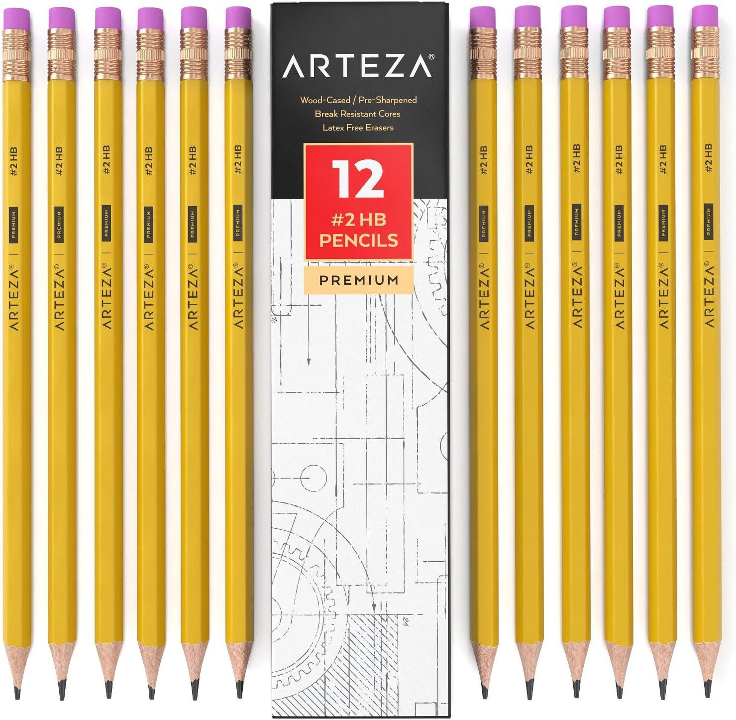 ARTEZA HB Pencils #2, Pack of 48 Wood-Cased Graphite Pre-Sharpened Pencils in Bulk, Office and School Supplies for Exams, Classrooms, Students