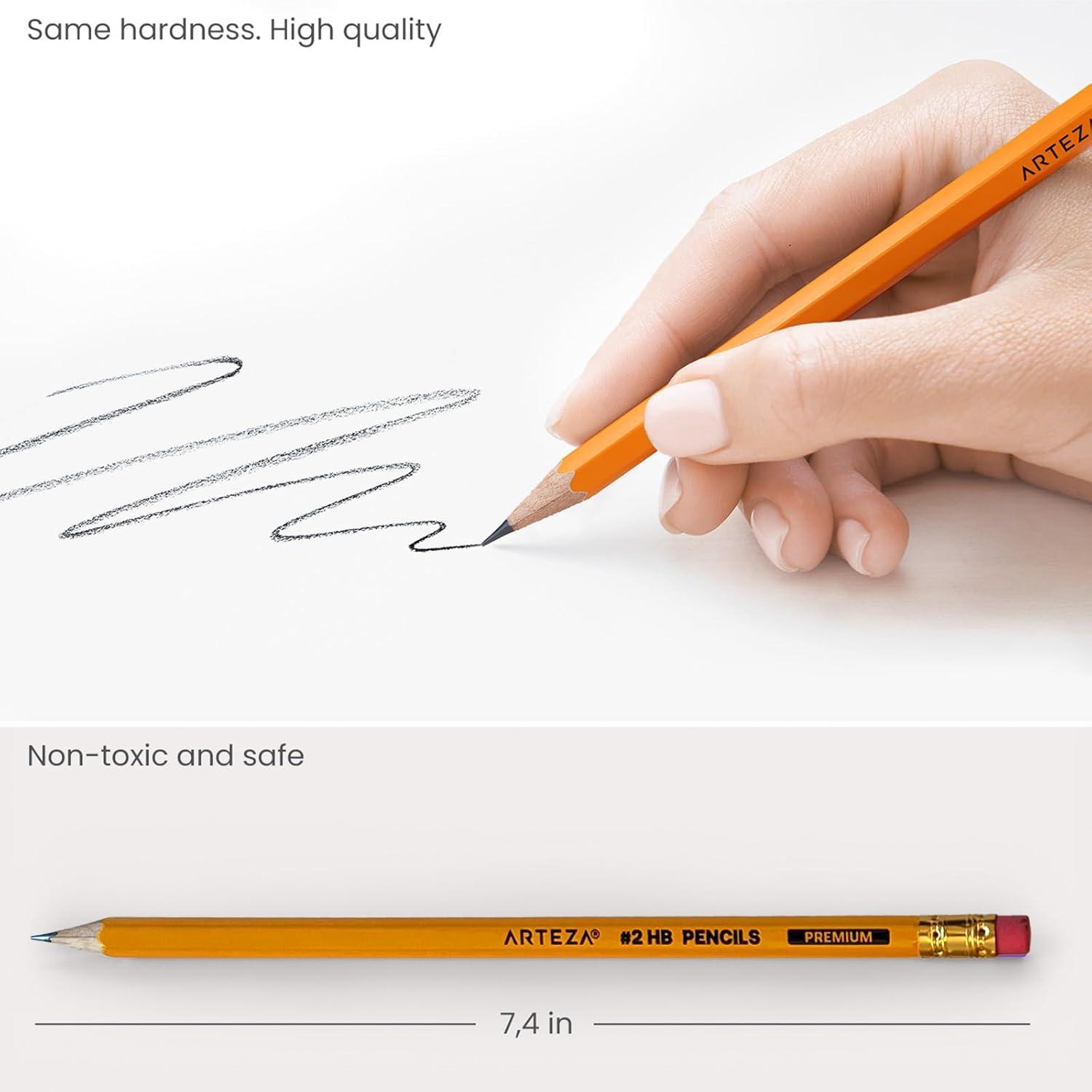 ARTEZA HB Pencils #2, Pack of 48 – Pre-Sharpened Wood-Cased Graphite with Latex-Free Erasers, School & Office Bulk Writing Tools