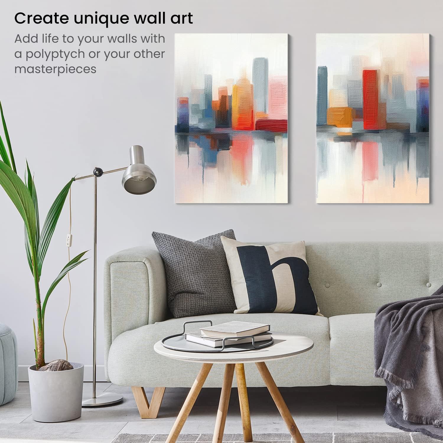 ARTEZA Stretched Canvas, 24 x 36 Inches, Pack of 2, Blank White Large Canvas for Painting for Acrylic, Oil and Gouache Paints