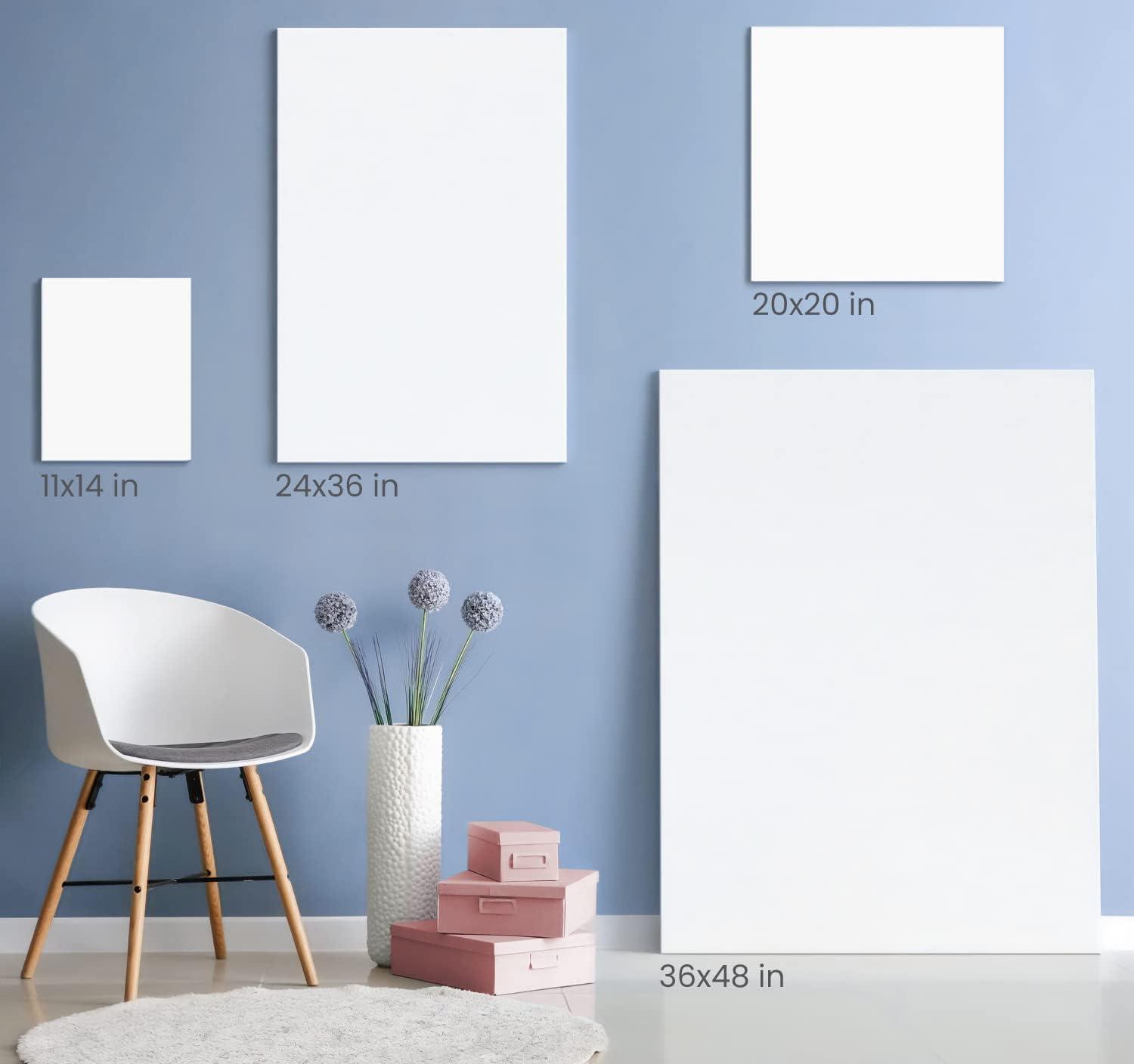 ARTEZA Stretched Canvas, 24 x 36 Inches, Pack of 2, Blank White Large Canvas for Painting for Acrylic, Oil and Gouache Paints