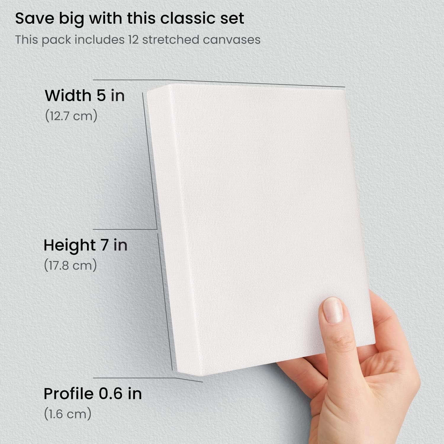 Arteza Paint Canvases for Painting, Pack of 12, 8 x 10 Inches, Blank White Stretched Canvas Bulk, 100% Cotton, 12.3 oz Gesso-Primed, Art Supplies for Adults and Teens, Acrylic Pouring and Oil Painting(white)