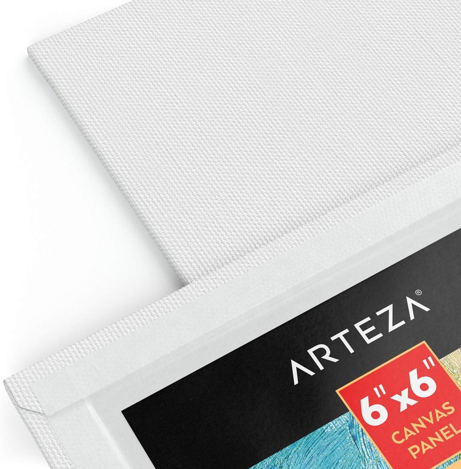 ARTEZA Canvas Boards for Painting, 8 x 10 Inches, Pack of 28, Blank White Canvas Panels for Acrylic, Oil and Gouache Painting(6 x 6 (Pack of 14))