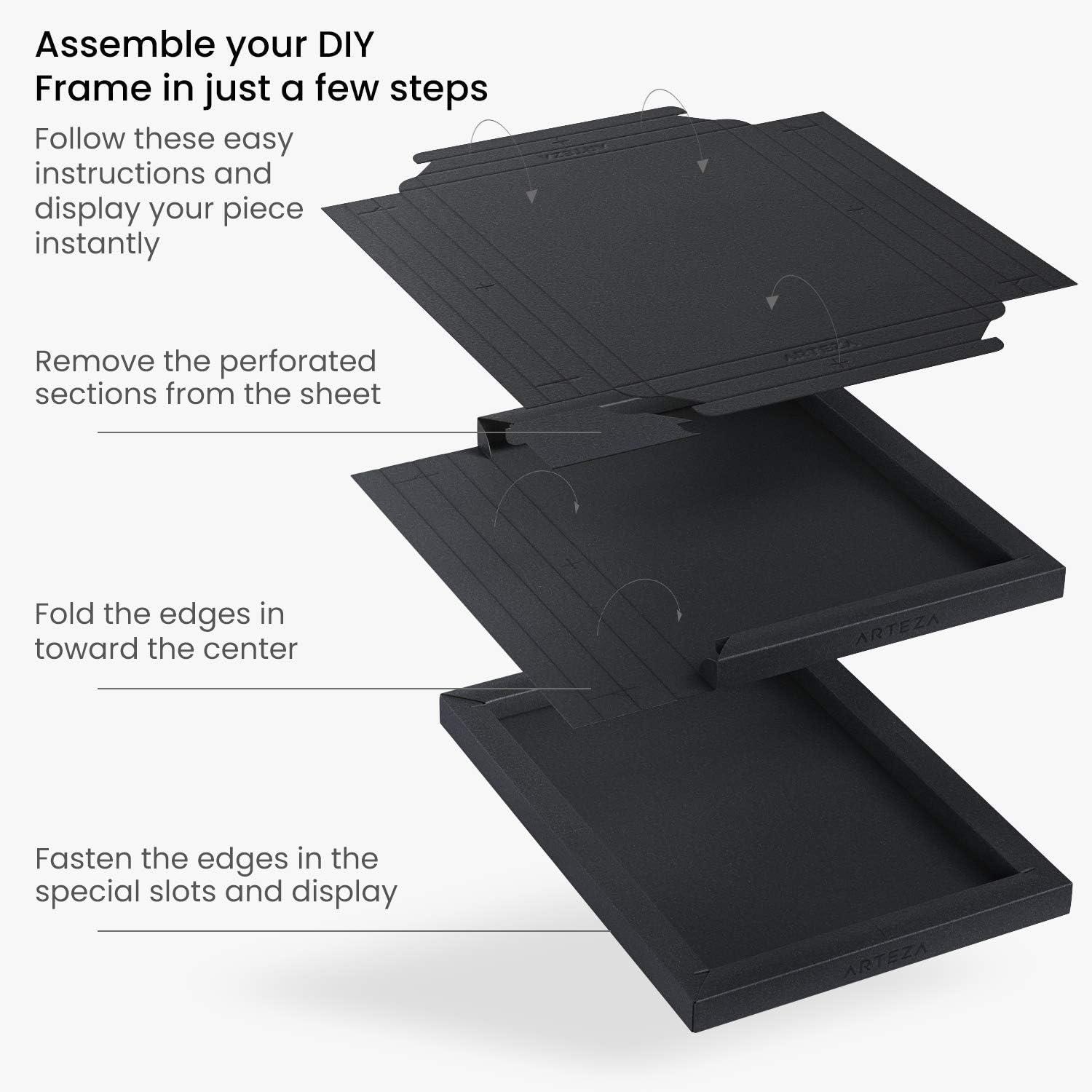 ARTEZA Mixed Media Paper Foldable Canvas Pad, 8×11 Inches, 20 Sheets, Black Paper