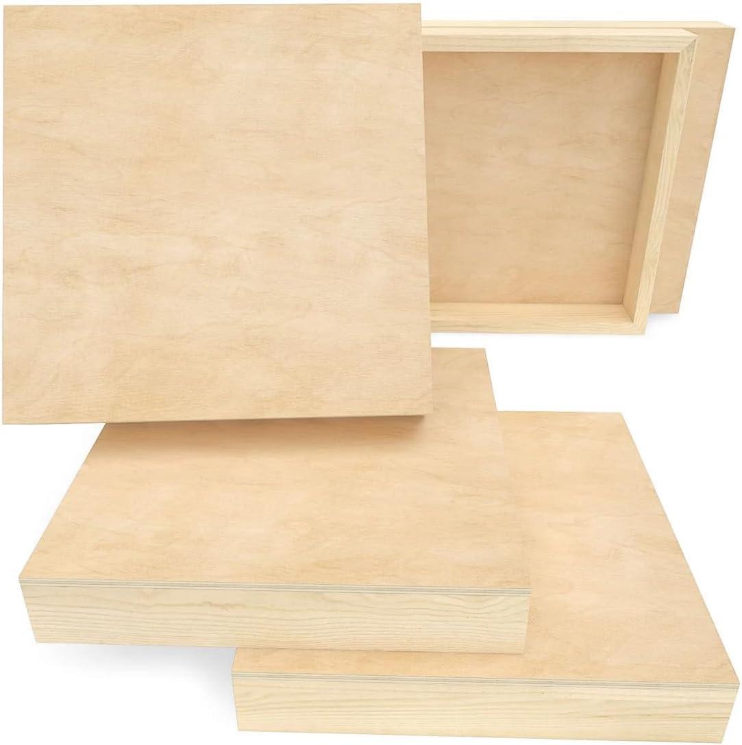 ARTEZA Wooden Canvas Board, 9×12 Inch, Pack of 5 | Cradled Birch Wood Panels for Painting, Acrylic Pouring, Encaustic Art & Wood Burning(10×10 Inch)