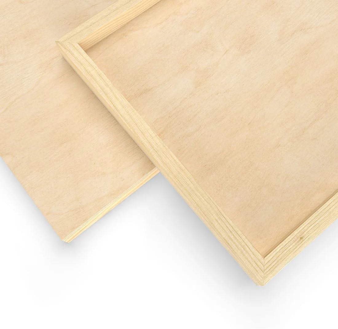 ARTEZA Wooden Canvas Board, 9×12 Inch, Pack of 5 | Cradled Birch Wood Panels for Painting, Acrylic Pouring, Encaustic Art & Wood Burning(10×10 Inch)