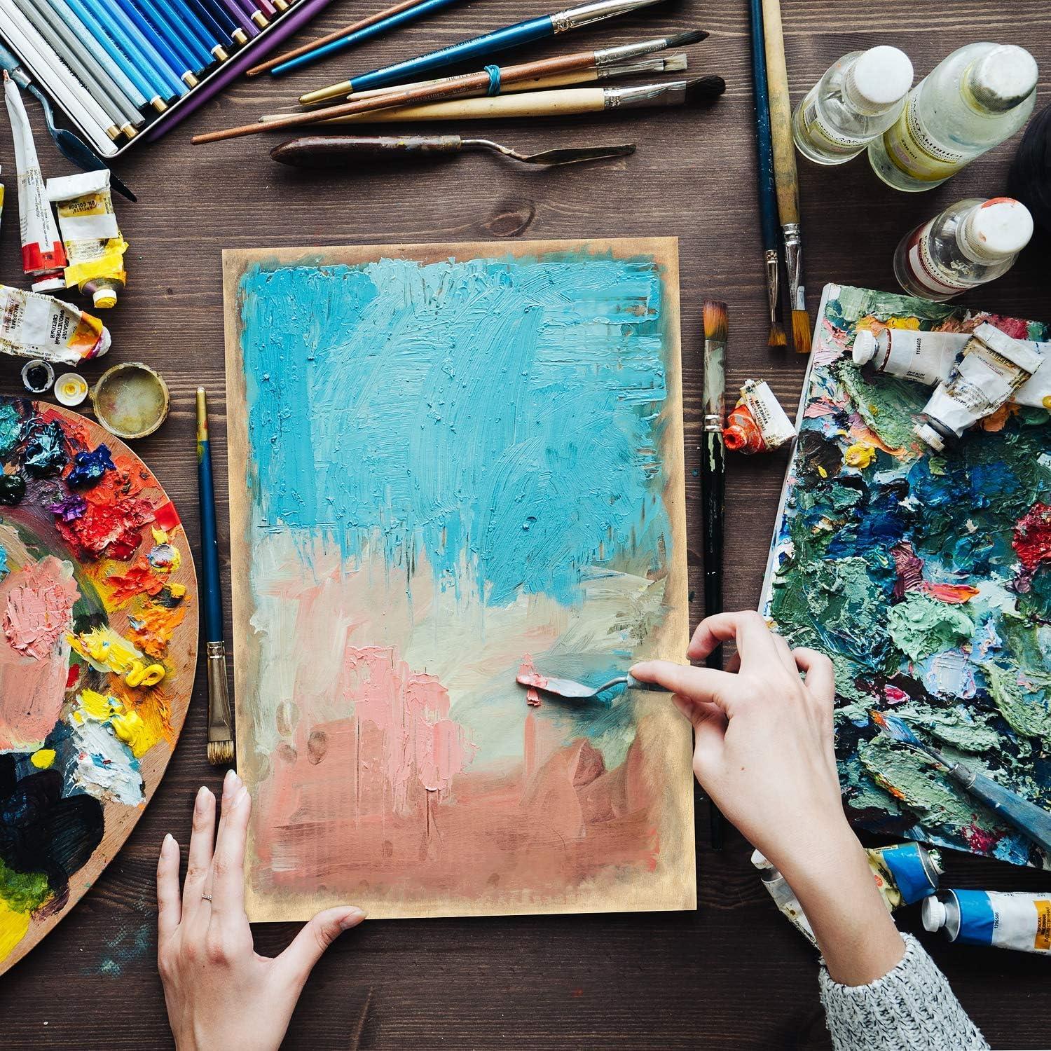 ARTEZA Wooden Canvas Board, 9×12 Inch, Pack of 5 | Cradled Birch Wood Panels for Painting, Acrylic Pouring, Encaustic Art & Wood Burning(10×10 Inch)