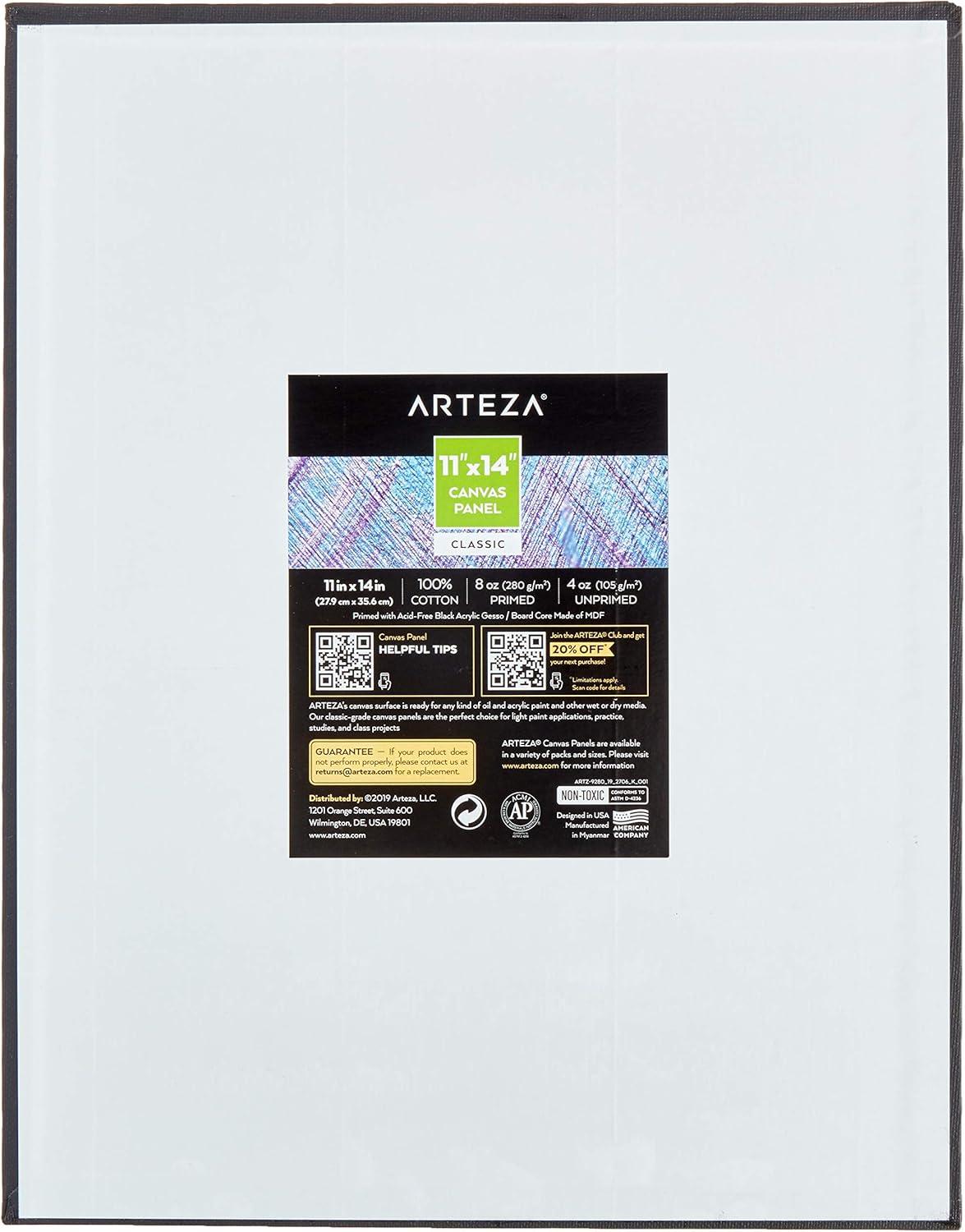 ARTEZA Black Canvas Boards for Painting, 11 x 14 Inches, Pack of 14, Blank Canvas Panels for Acrylic, Oil and Gouache Painting