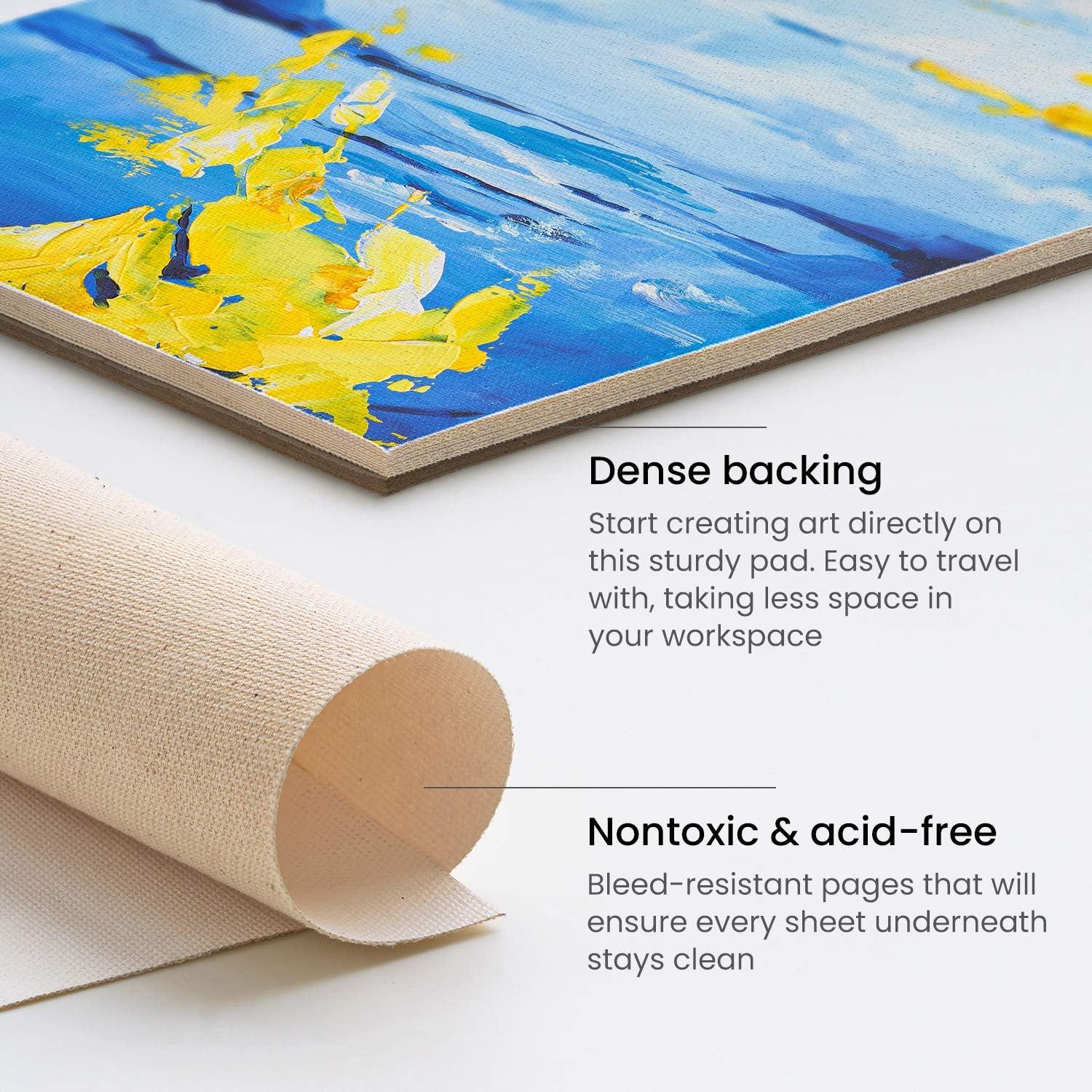 ARTEZA Canvas Pad 9×12 Inches Pack of 1 – 10 Glue-Bound Sheets of Pre-Primed Canvas Paper for Acrylic, Oil and Mixed Media Painting(9 x 12 (Pack of 2))