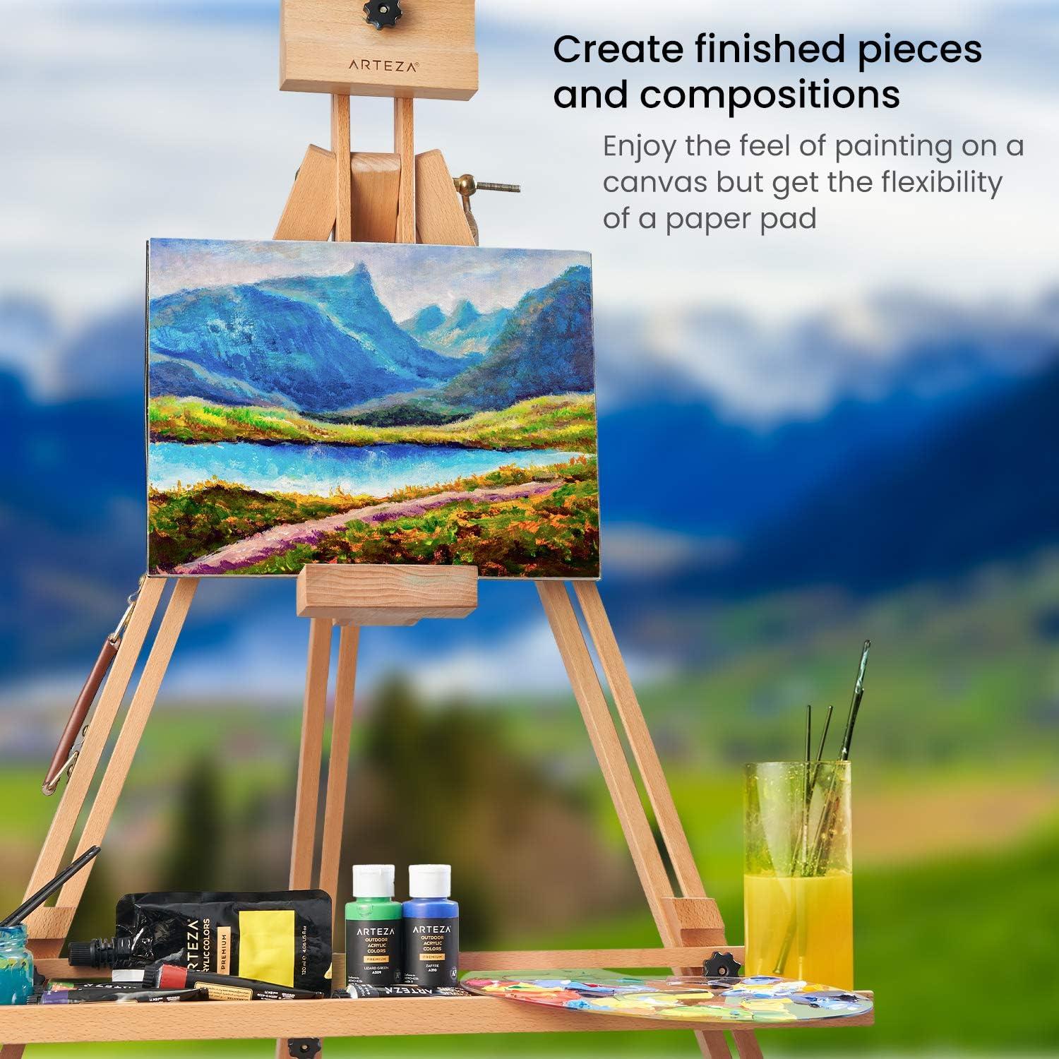 ARTEZA Canvas Pad 9×12 Inches Pack of 1 – 10 Glue-Bound Sheets of Pre-Primed Canvas Paper for Acrylic, Oil and Mixed Media Painting(9 x 12 (Pack of 2))
