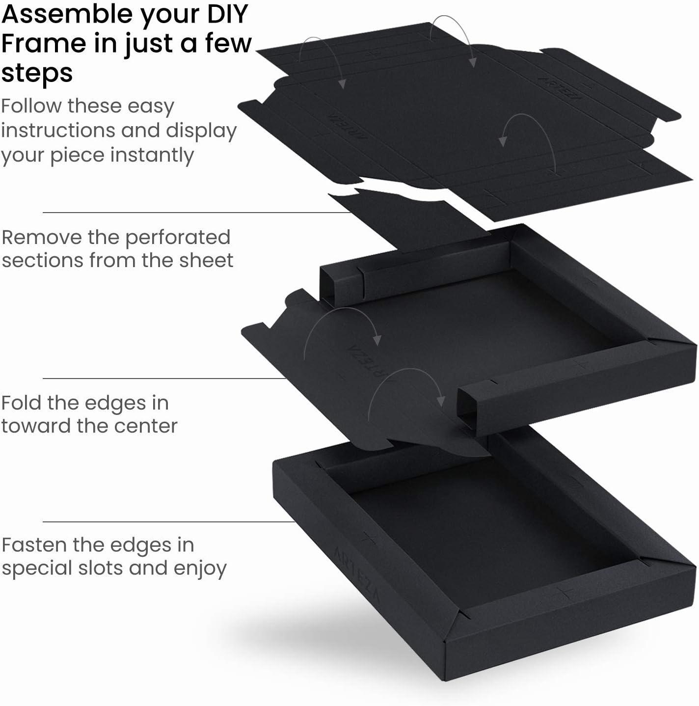 ARTEZA Black Sketch Paper Foldable Canvas Pad, 7×8.6 Inches, 20 Sheets, DIY Frame(Black)