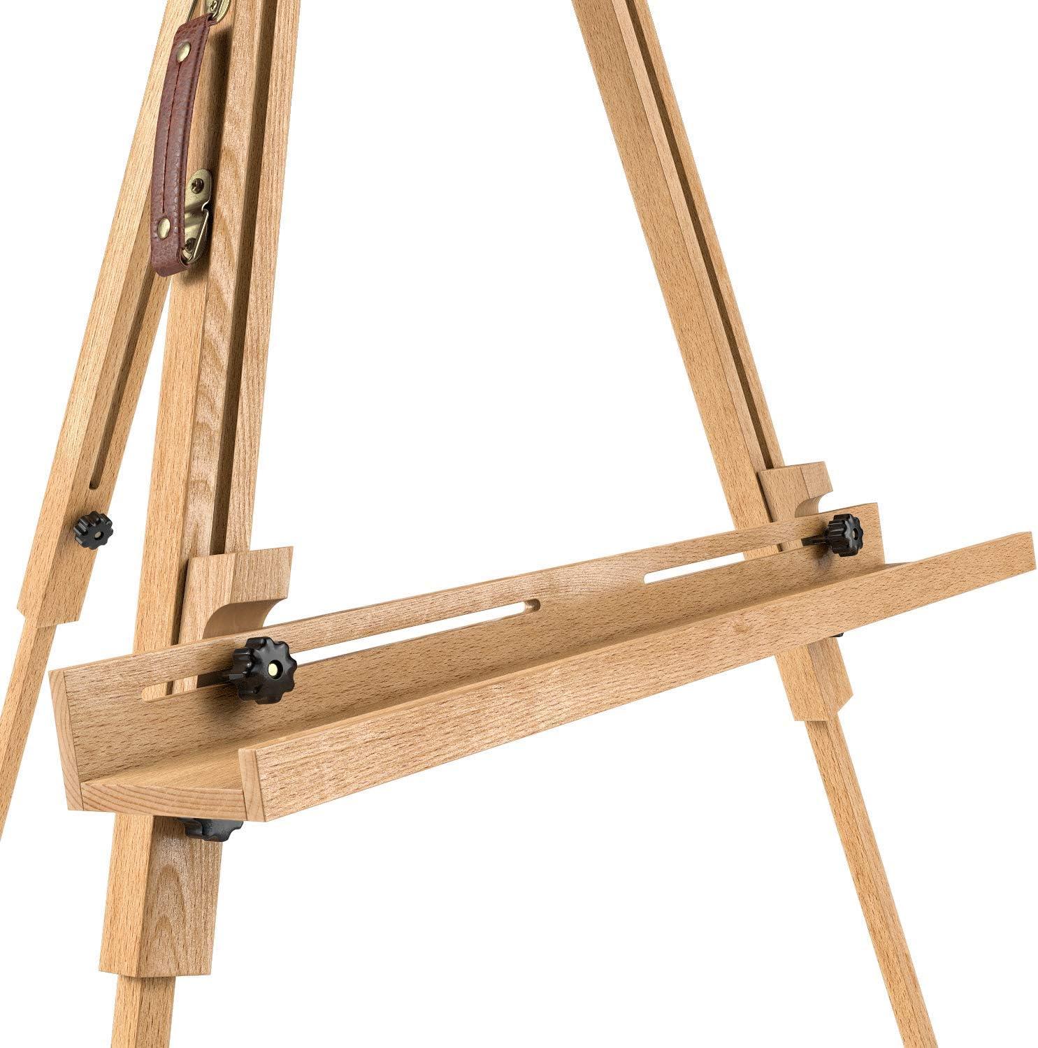 ARTEZA Easel Stand 37.4×39.4×78.3″, Tripod Beechwood Display Stand with Steel Fittings for Painting & Displaying Artwork