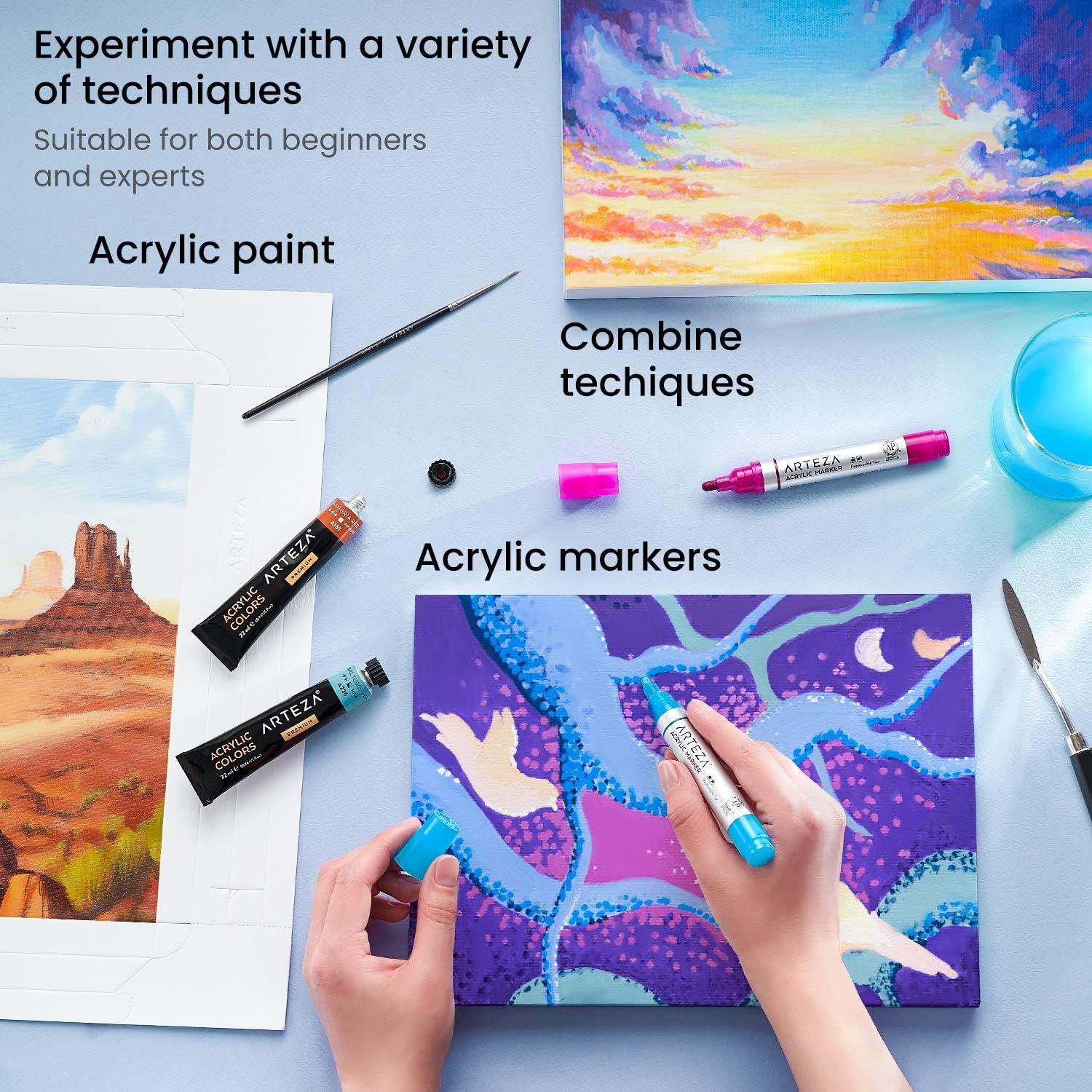 ARTEZA Acrylic Paper Foldable Canvas Pad, 8×11 Inches, 20 Sheets, DIY Frame