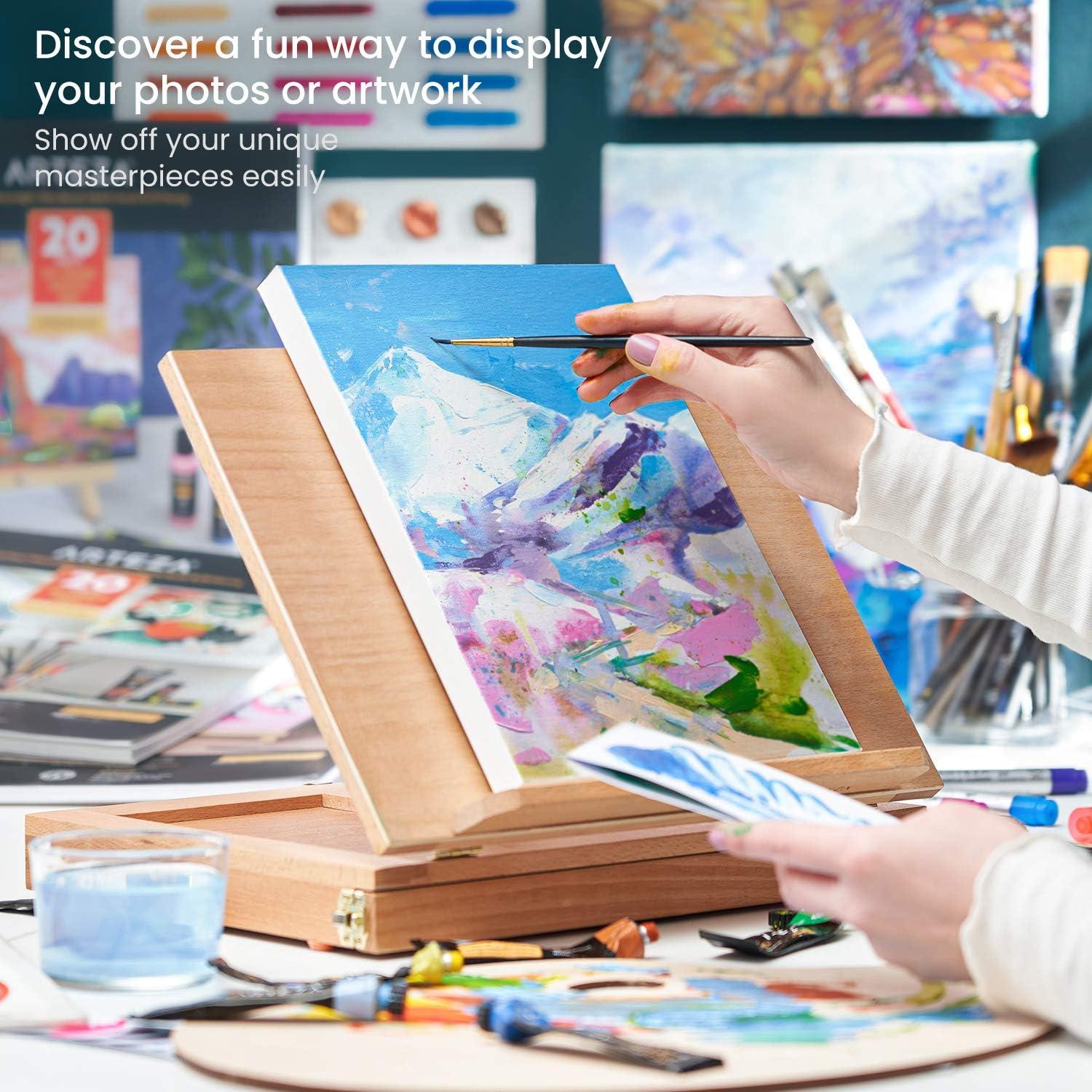 ARTEZA Acrylic Paper Foldable Canvas Pad, 8×11 Inches, 20 Sheets, DIY Frame