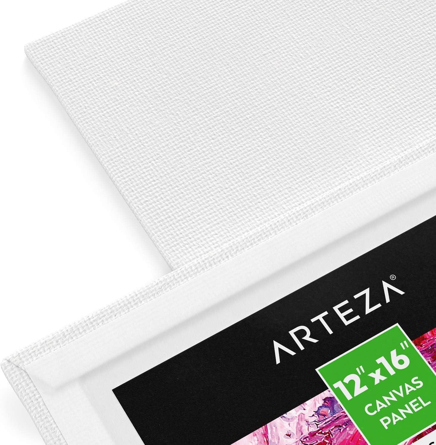 ARTEZA Canvas Boards for Painting, 8 x 10 Inches, Pack of 28, Blank White Canvas Panels for Acrylic, Oil and Gouache Painting(12″x16″)