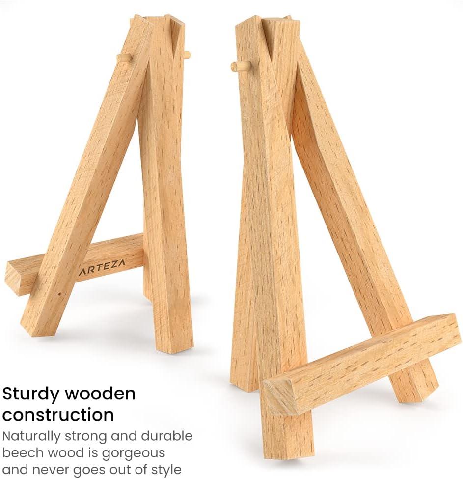 ARTEZA 5 Inch Mini Display Wood Easel, Pack of 40 Art Supplies for Displaying Small Canvases, Business Cards, Photos(Pack of 40)