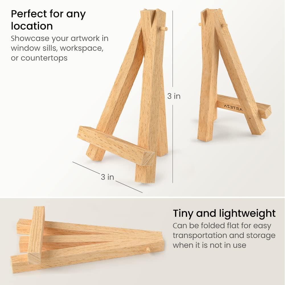 ARTEZA 5 Inch Mini Display Wood Easel, Pack of 40 Art Supplies for Displaying Small Canvases, Business Cards, Photos(Pack of 40)