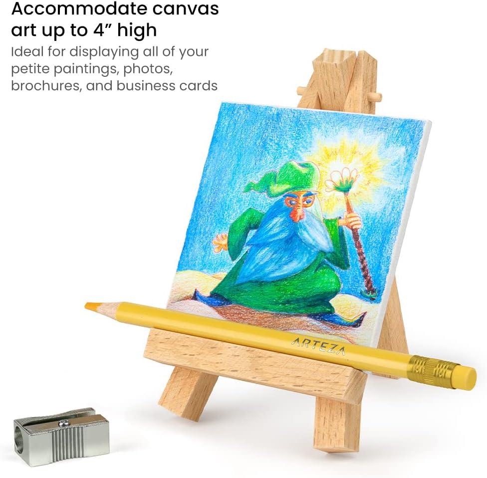 ARTEZA 5 Inch Mini Display Wood Easel, Pack of 40 Art Supplies for Displaying Small Canvases, Business Cards, Photos(Pack of 40)