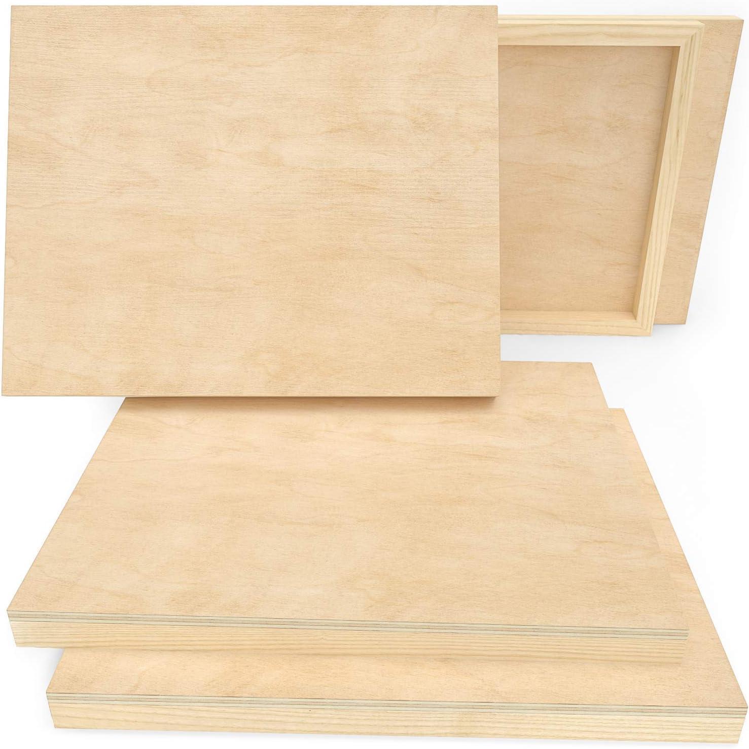 ARTEZA Wooden Canvas Board, 9×12 Inch, Pack of 5 | Cradled Birch Wood Panels for Painting, Acrylic Pouring, Encaustic Art & Wood Burning(8×10 Inch)