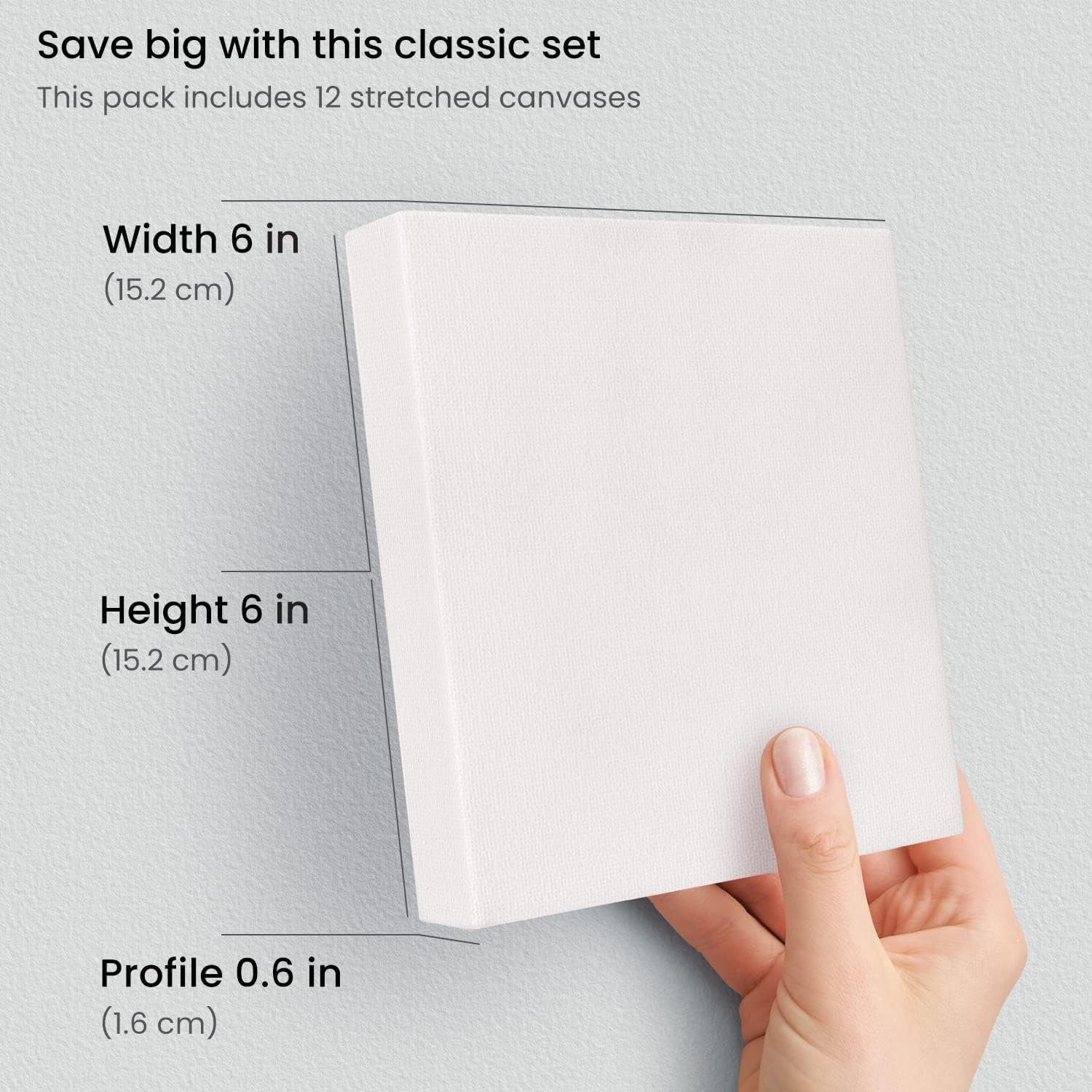 Arteza Paint Canvases for Painting, Pack of 12, 8 x 10 Inches, Blank White Stretched Canvas Bulk, 100% Cotton, 12.3 oz Gesso-Primed, Art Supplies for Adults and Teens, Acrylic Pouring and Oil Painting(White – Classic)