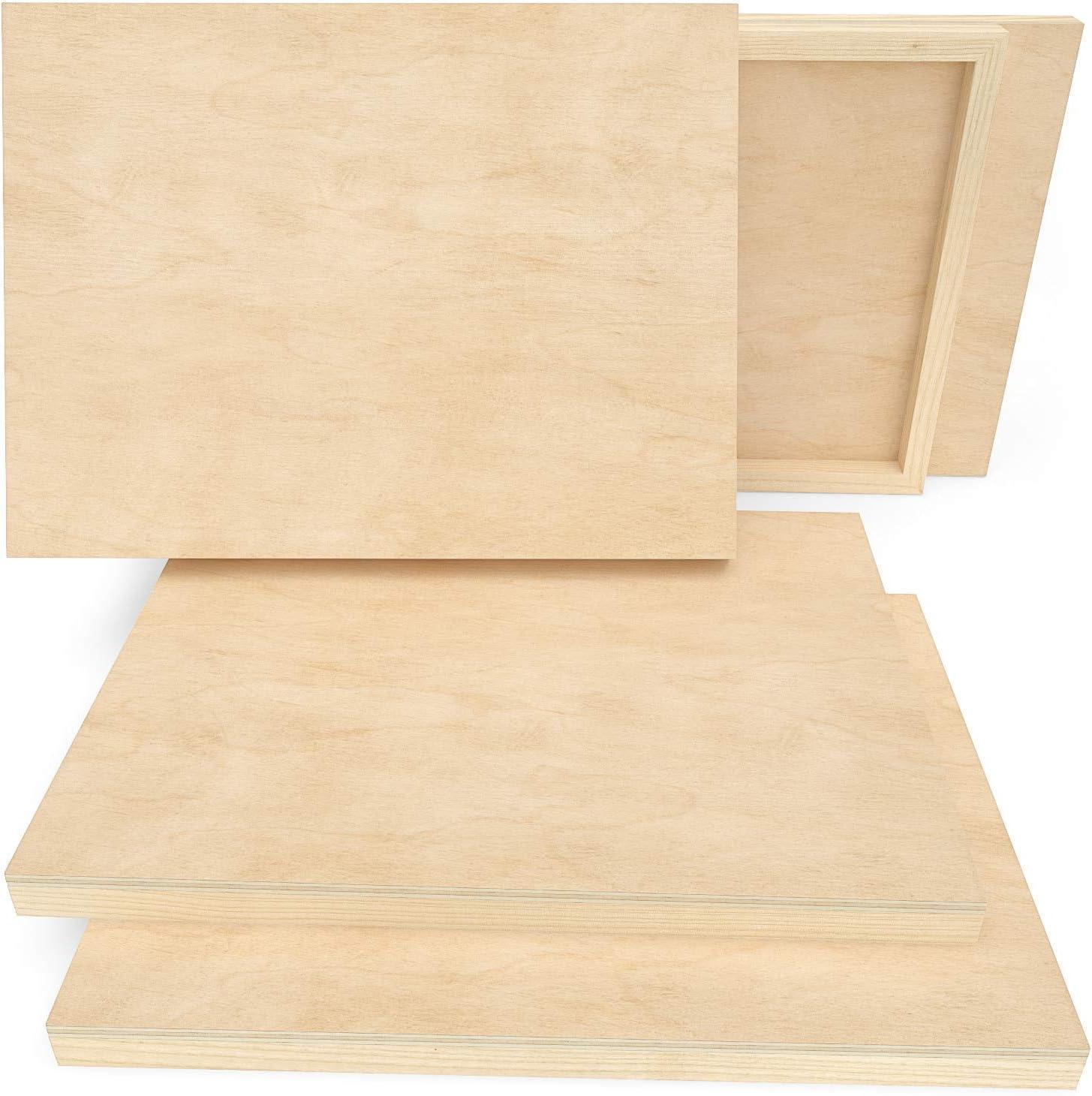 ARTEZA Wooden Canvas Board, 9×12 Inch, Pack of 5 | Cradled Birch Wood Panels for Painting, Acrylic Pouring, Encaustic Art & Wood Burning(9×12 Inch)