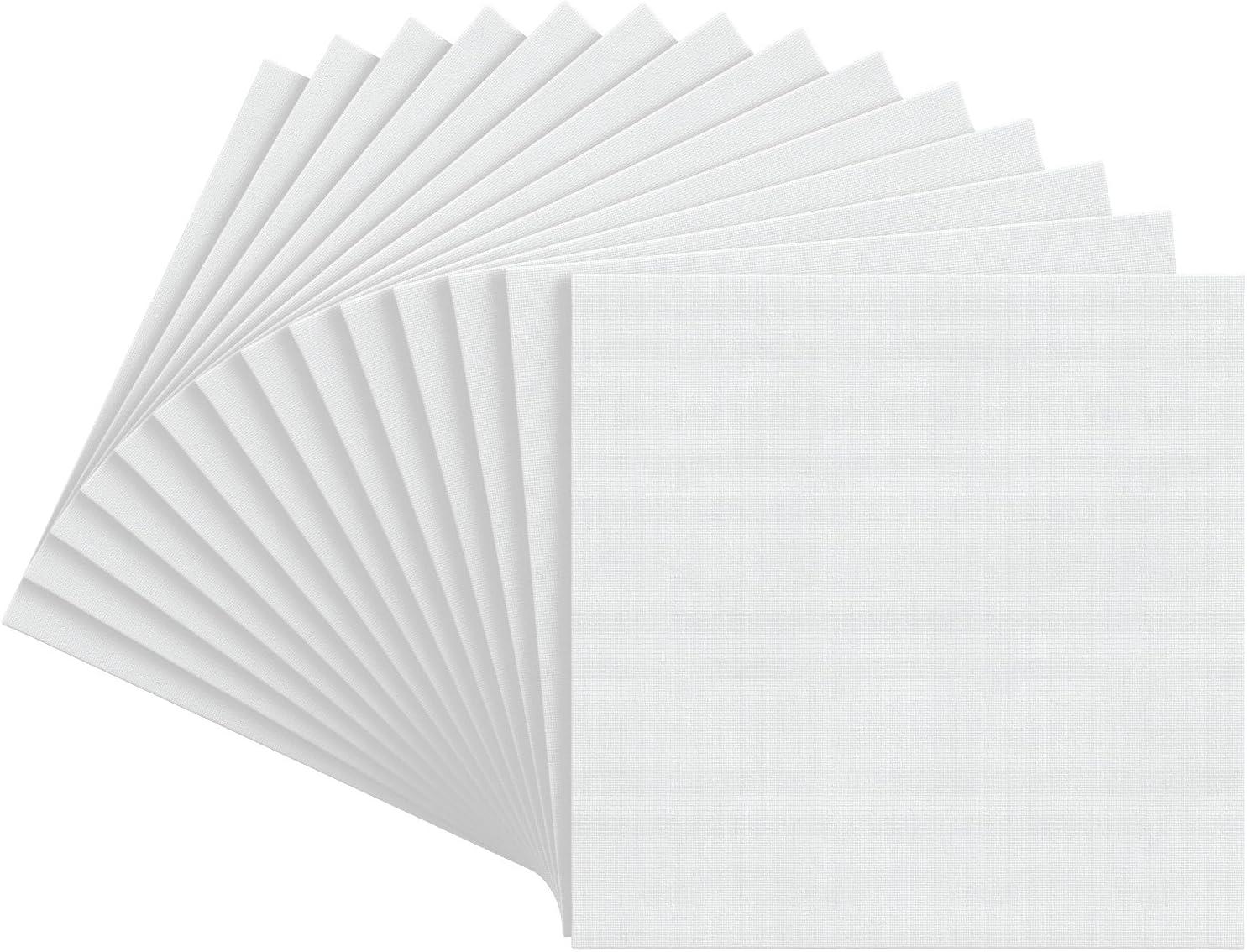 ARTEZA Canvas Boards for Painting, 5 x 7 Inches, Pack of 14, Blank White Small Canvas Panels for Acrylic, Oil and Gouache Painting(8″x8″)
