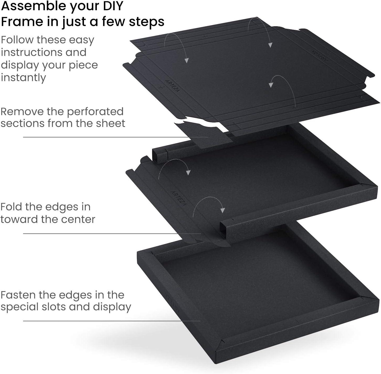 ARTEZA Mixed Media Paper Foldable Canvas Pad, 9.5×9.5 Inches, 20 Sheets, Black Paper