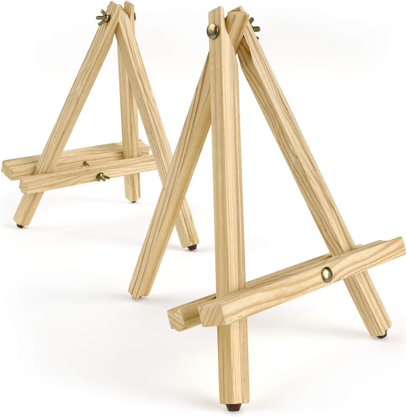ARTEZA Tripod Easel, Pack of 6, 12 Inches, Natural Pine Wood Finish for Small to Medium Canvases with Non-Slip Legs