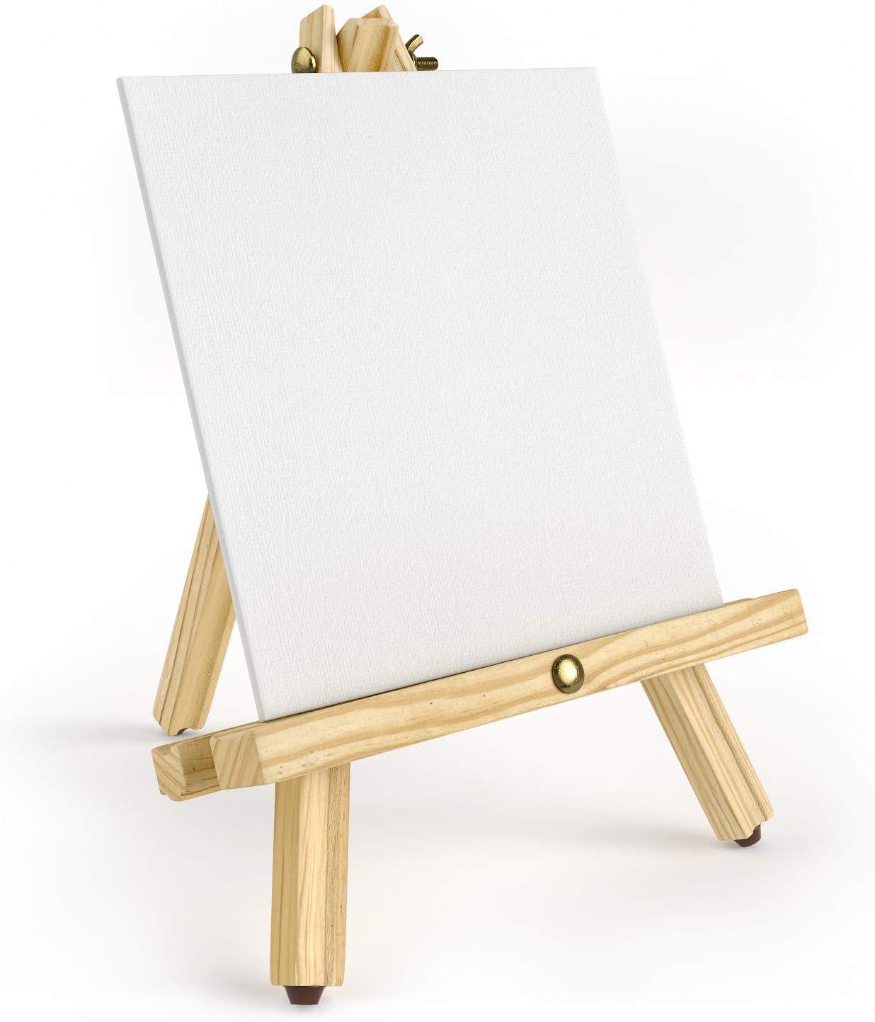 ARTEZA Tripod Easel, Pack of 6, 12 Inches, Natural Pine Wood Finish for Small to Medium Canvases with Non-Slip Legs