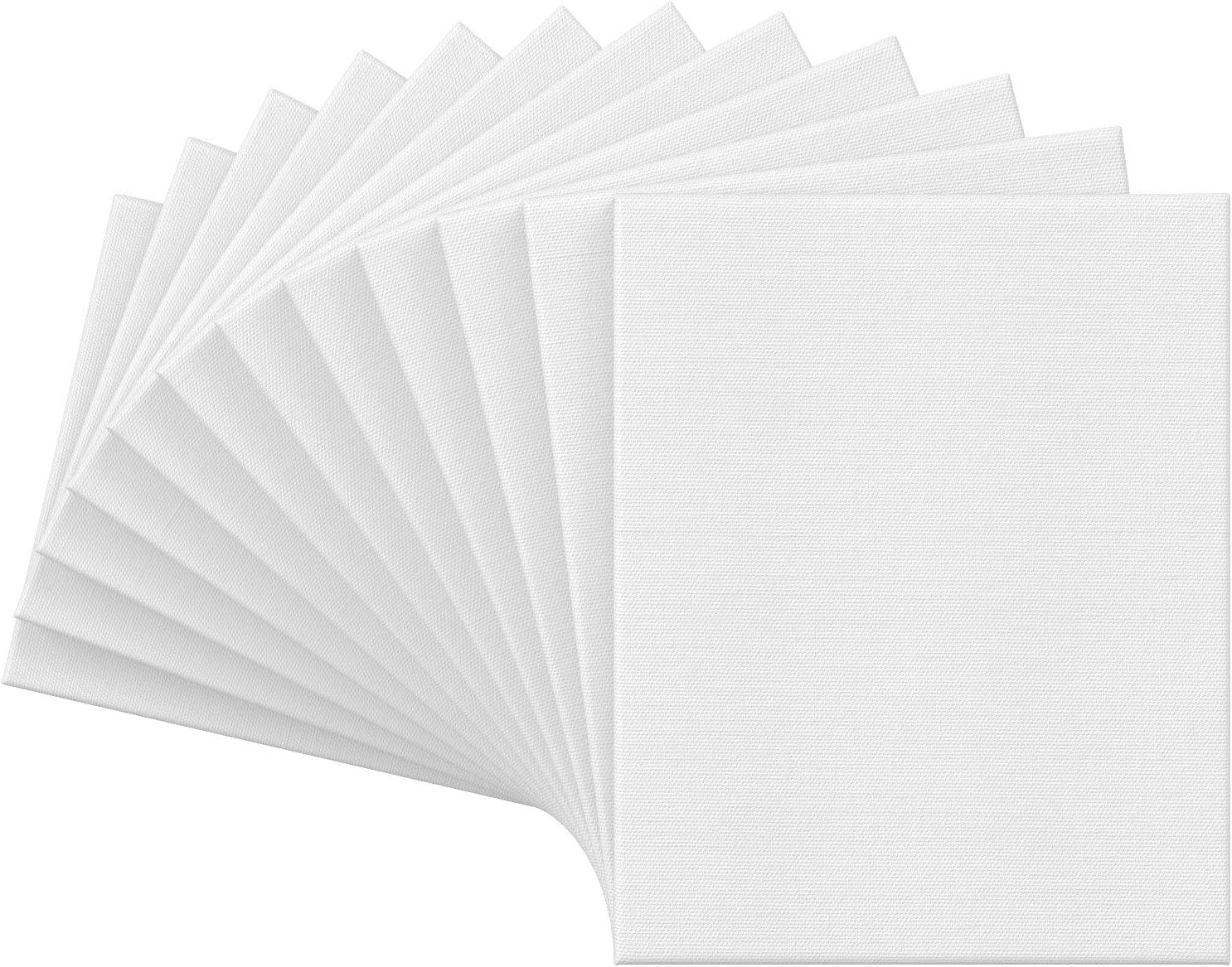 Arteza Paint Canvases for Painting, Pack of 12, 8 x 10 Inches, Blank White Stretched Canvas Bulk, 100% Cotton, 12.3 oz Gesso-Primed, Art Supplies for Adults and Teens, Acrylic Pouring and Oil Painting(White – Premium)