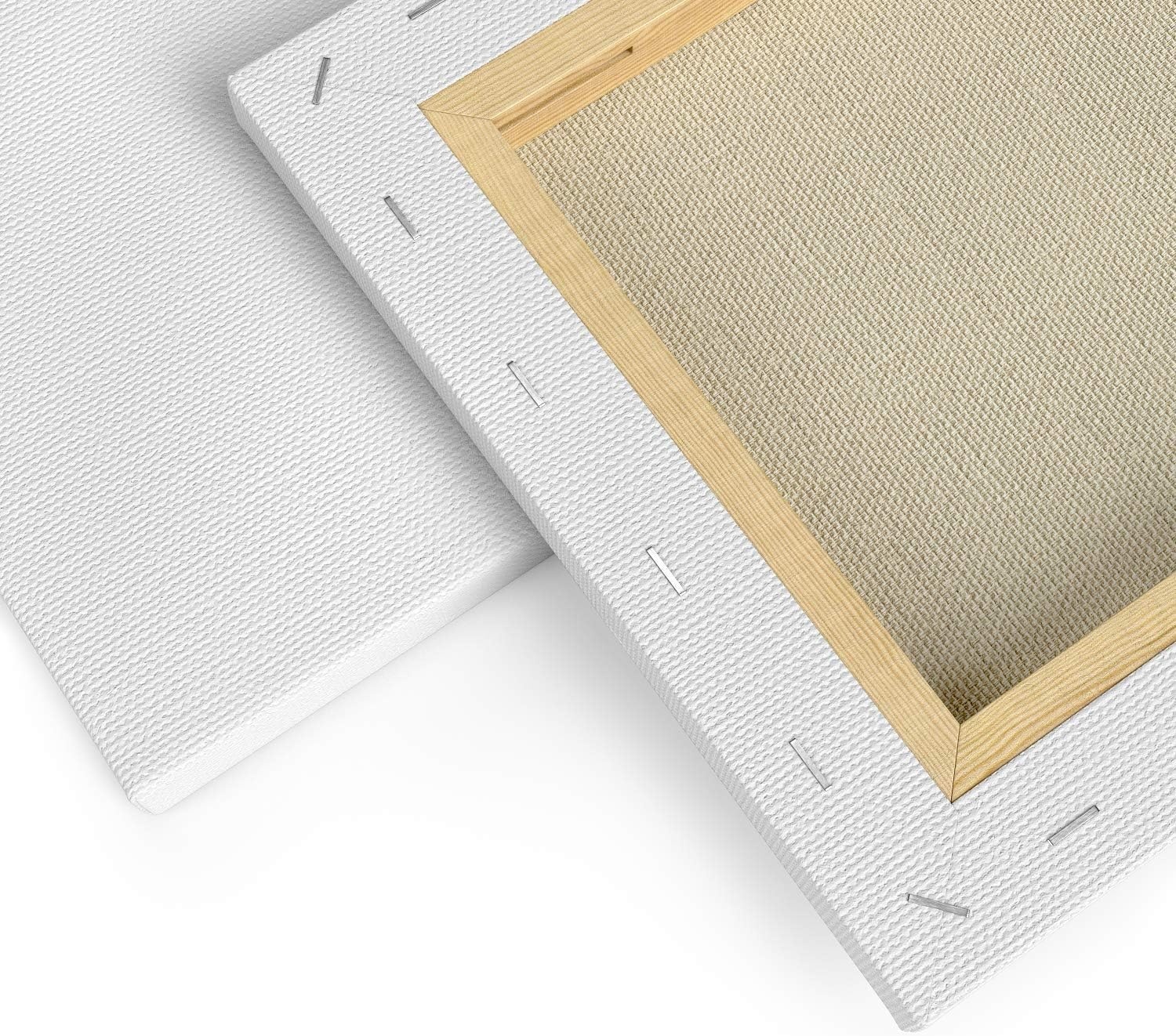 Arteza Paint Canvases for Painting, Pack of 12, 8 x 10 Inches, Blank White Stretched Canvas Bulk, 100% Cotton, 12.3 oz Gesso-Primed, Art Supplies for Adults and Teens, Acrylic Pouring and Oil Painting(White – Premium)