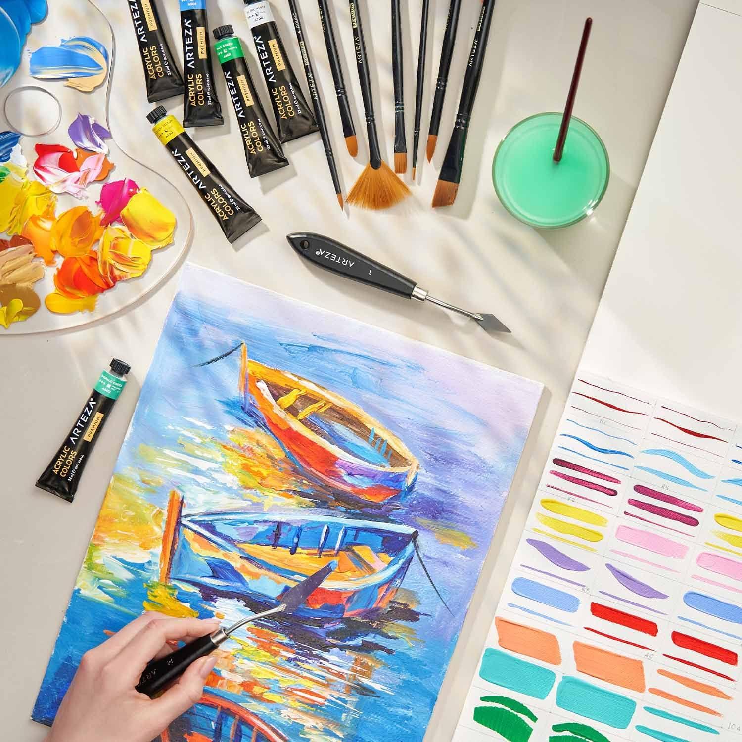 ARTEZA Canvas Boards for Painting, 5 x 7 Inches, Pack of 14, Blank White Small Canvas Panels for Acrylic, Oil and Gouache Painting(11 x 14 (Pack of 14))