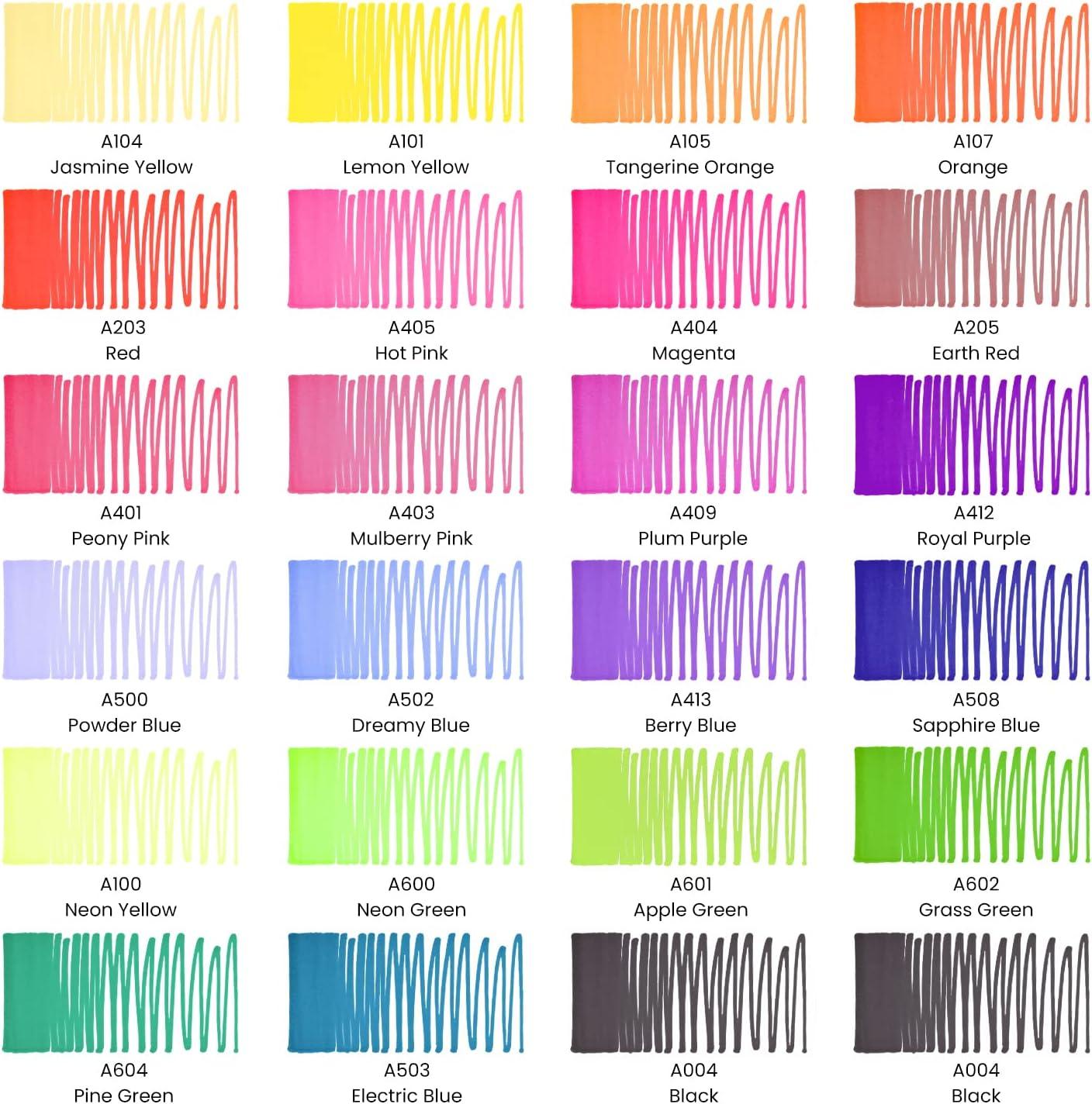 ARTEZA Permanent Markers, Set of 24, Fine Tip, Retro Pop Colors(Set 24  23 Bright & Neon Colors)