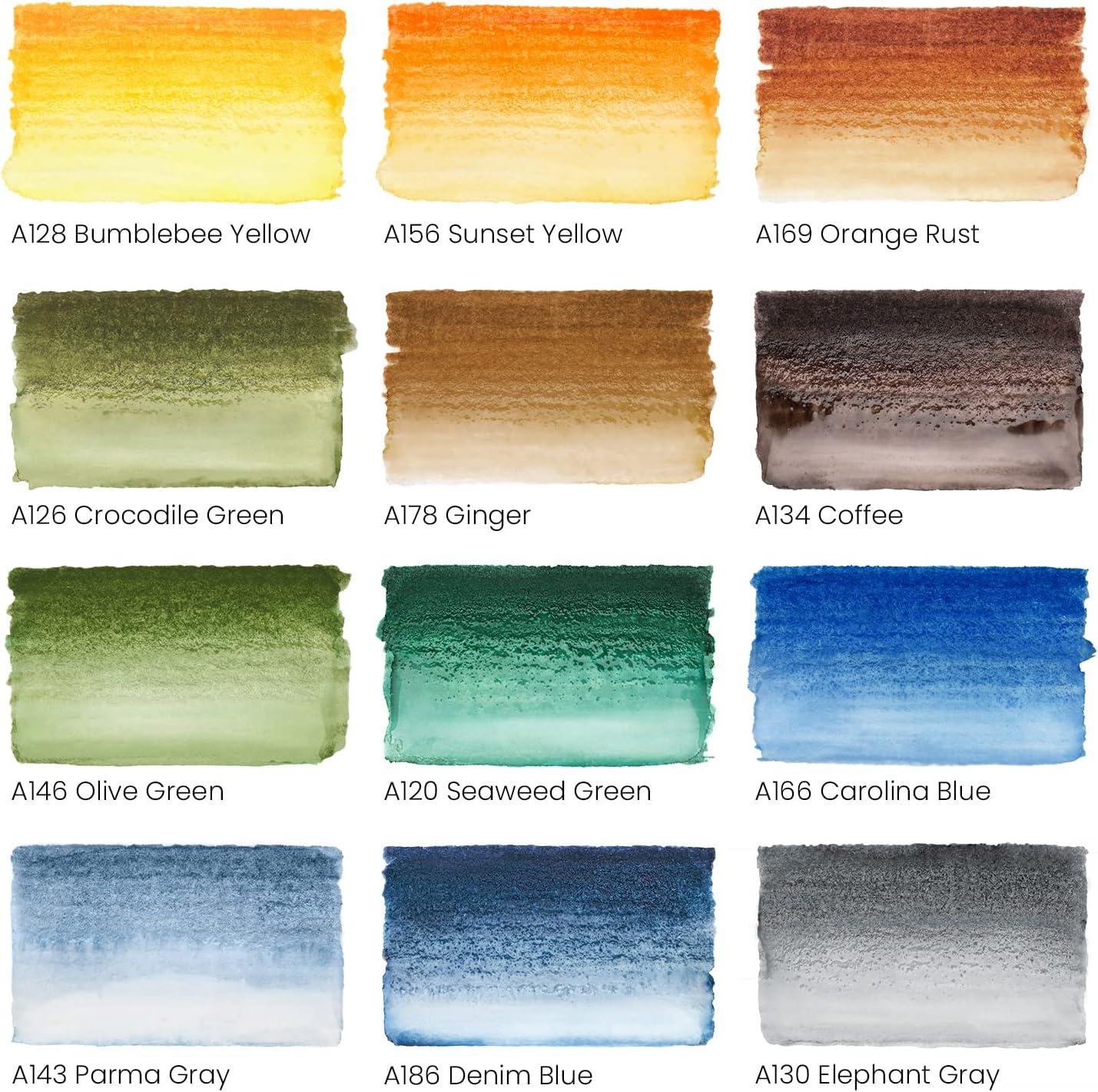 ARTEZA 12 Watercolor Pens for Artists, Landscape Tones Real Brush Pens, Blendable Watercolor Markers for Adults(Landscape Colors)