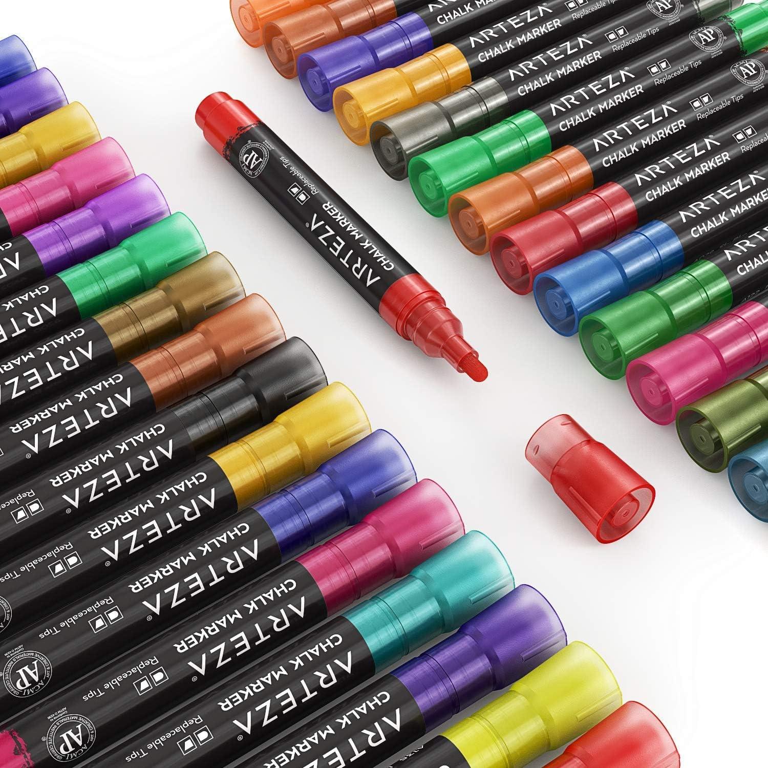 ARTEZA Liquid Chalk Markers, Set of 8, Metallic Colors, Erasable(Multicolor)