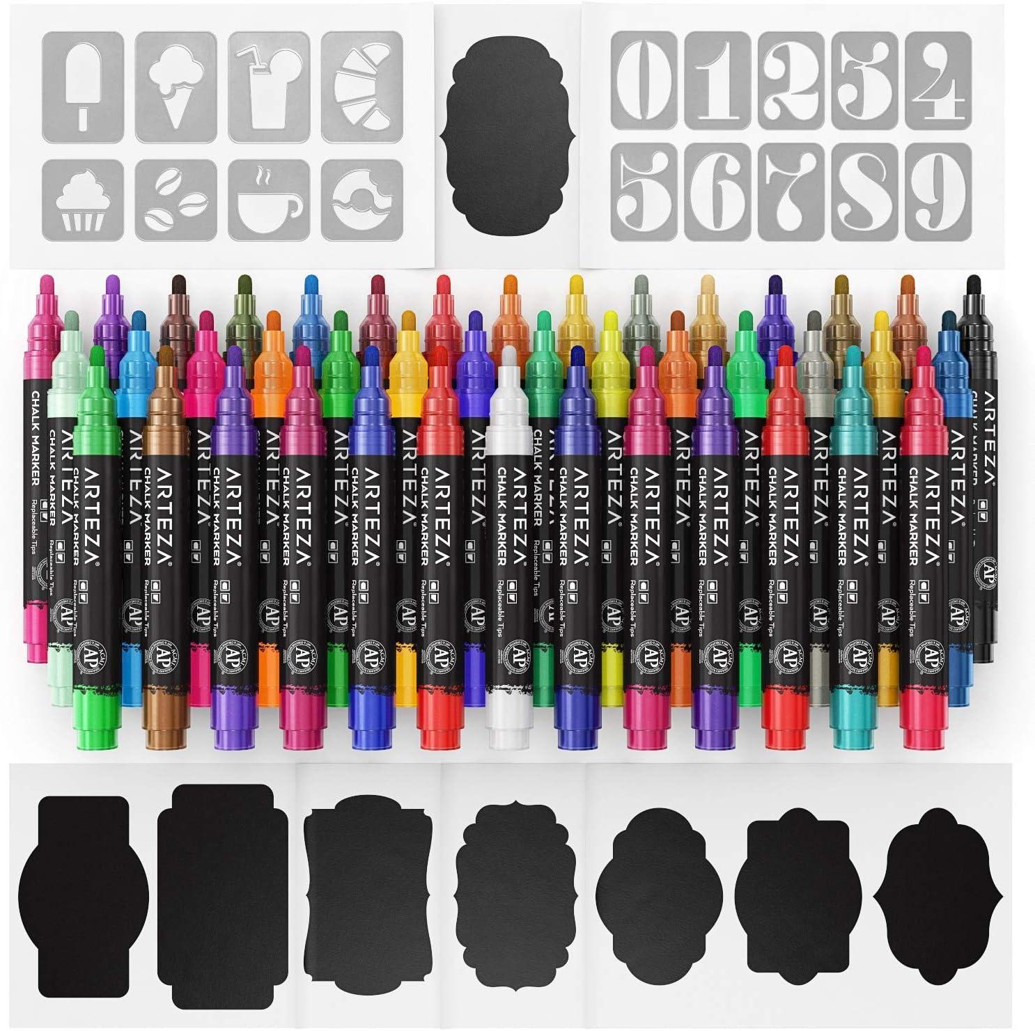 ARTEZA Liquid Chalk Markers, Set of 8, Metallic Colors, Erasable(Multicolor)