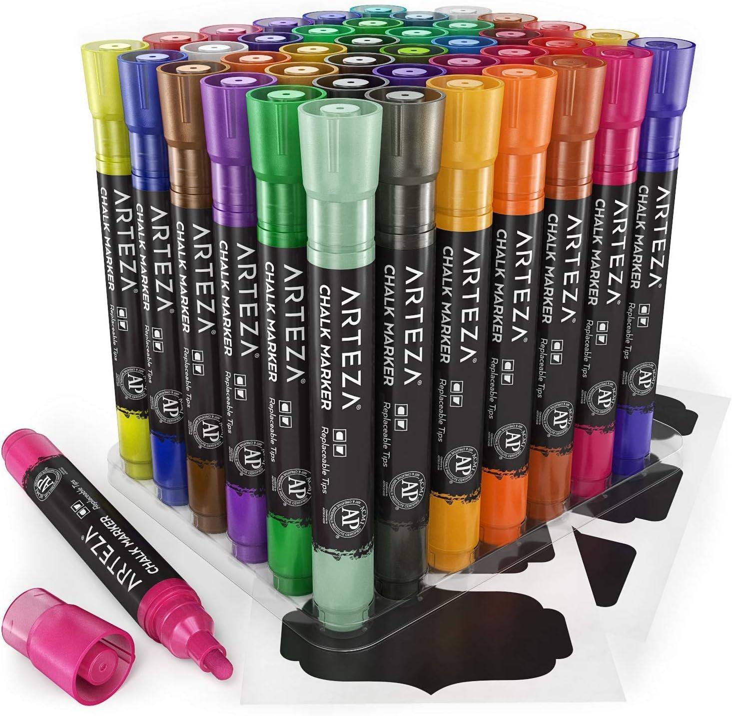 ARTEZA Liquid Chalk Markers, Set of 8, Metallic Colors, Erasable(Multicolor)