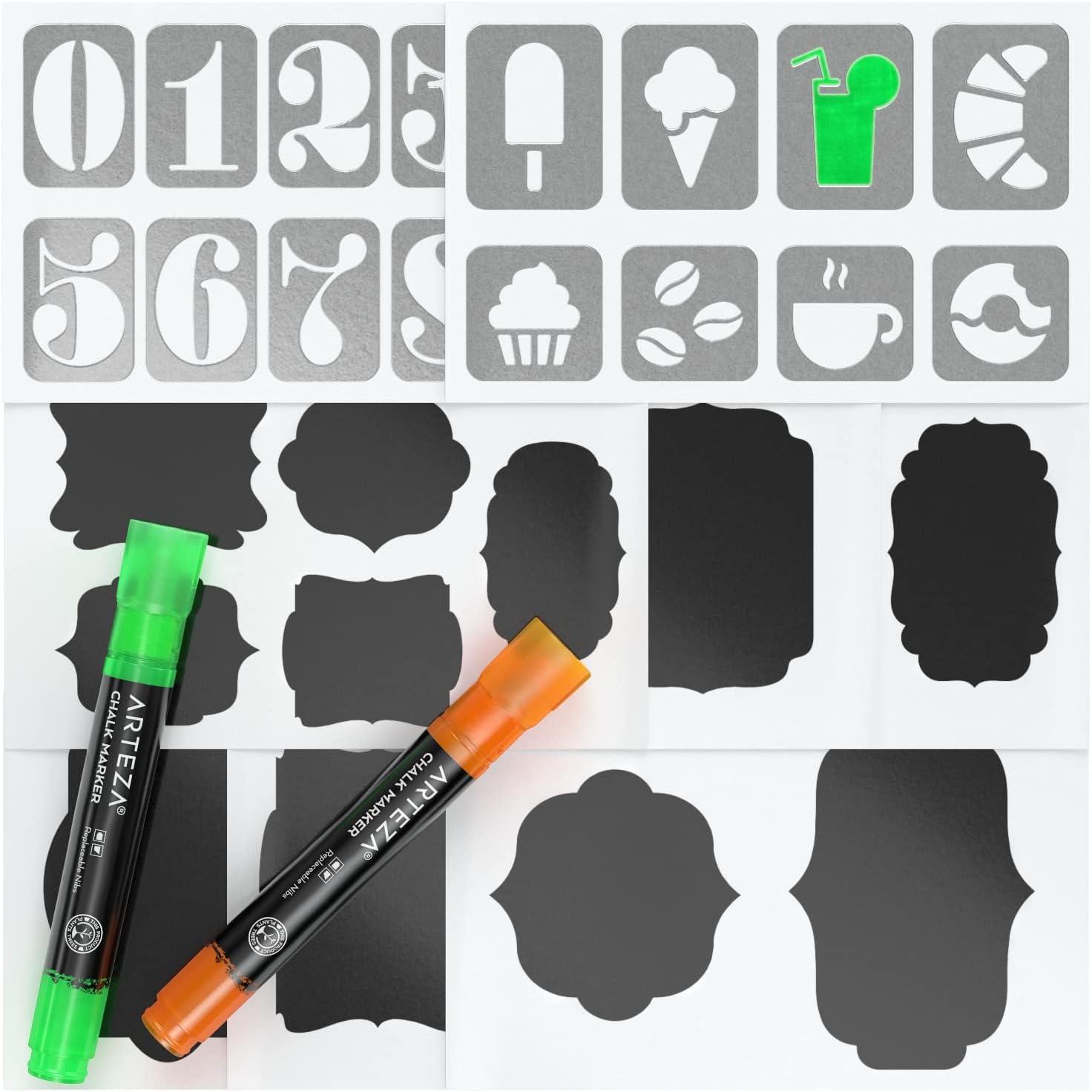 ARTEZA Liquid Chalk Markers, Set of 8, Metallic Colors, Erasable(Neon)