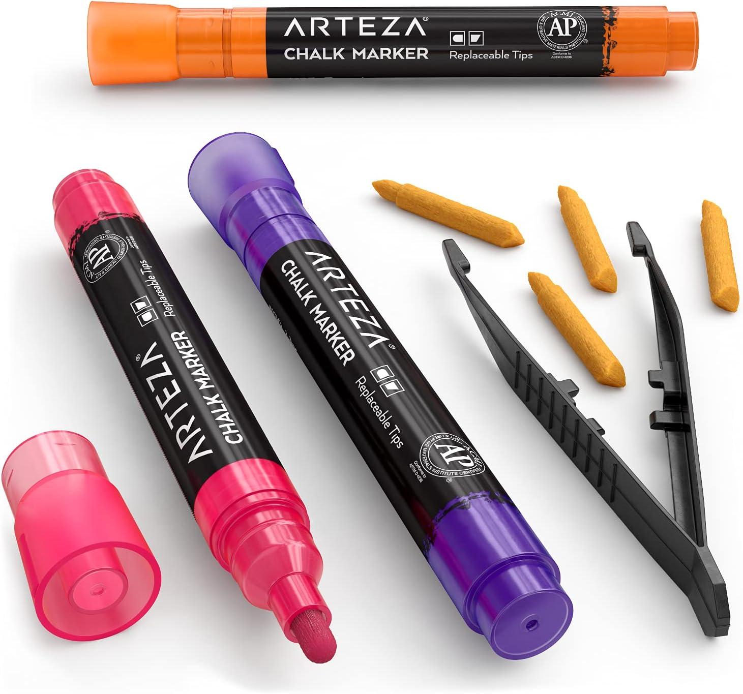 ARTEZA Liquid Chalk Markers, Set of 8, Metallic Colors, Erasable(Neon)