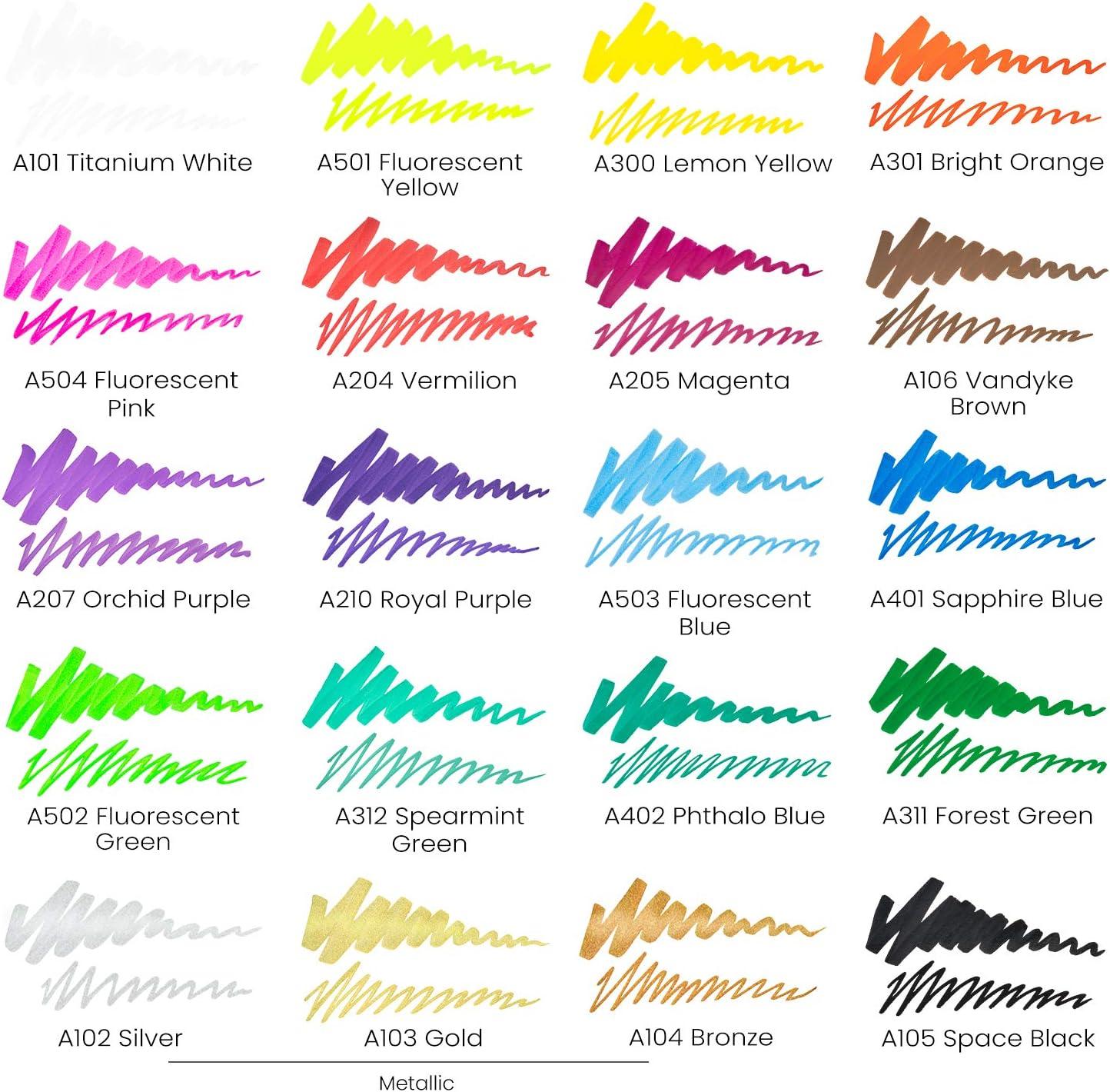 ARTEZA Acrylic Paint Markers, Set of 40 Acrylic Paint Pens in Assorted Colors, Art Markers for Glass, Pottery, Ceramic, Plastic, Rocks, and Canvas(Big barrel)