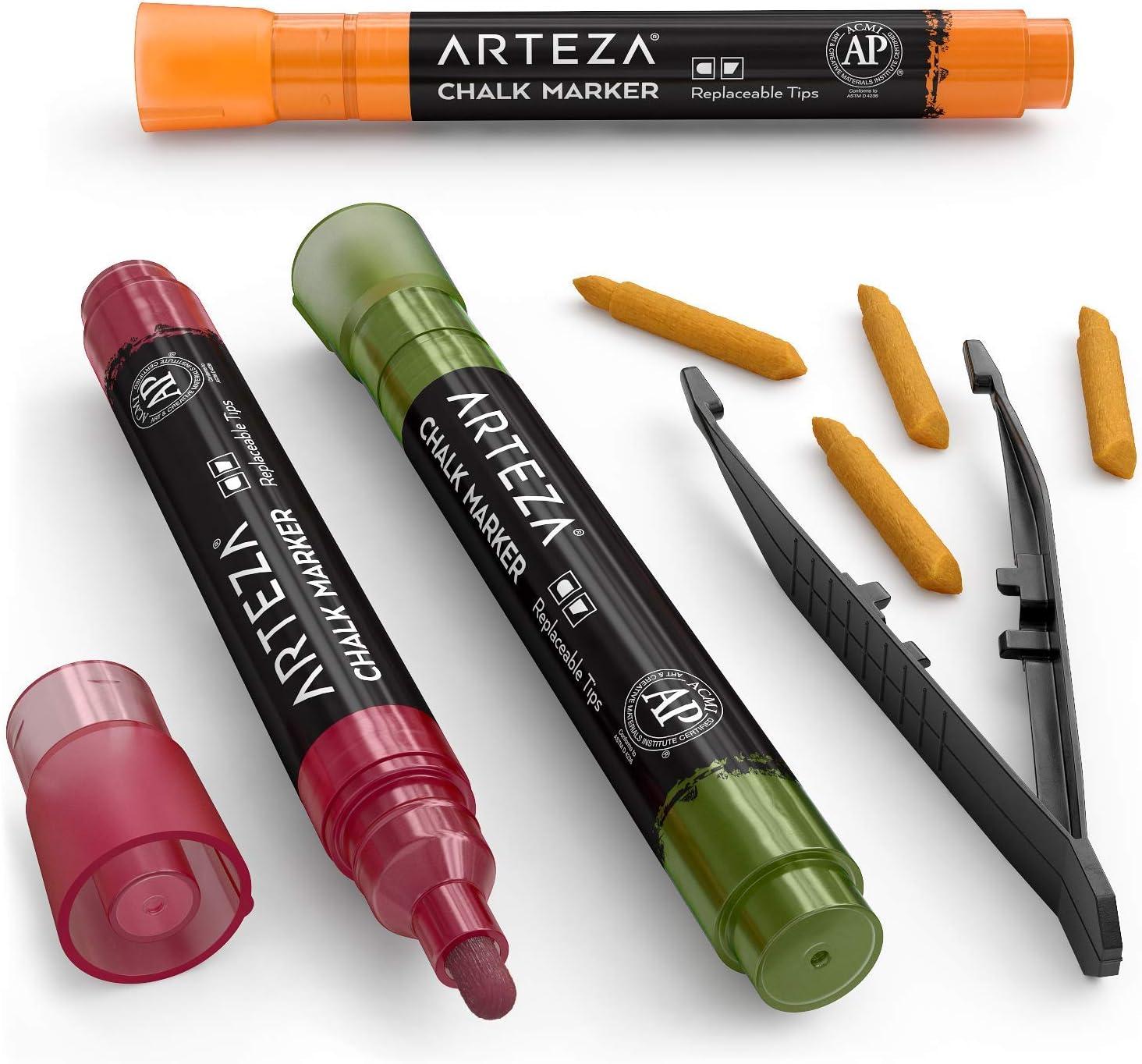 ARTEZA Liquid Chalk Markers, Set of 8, Metallic Colors, Erasable(Pastel)