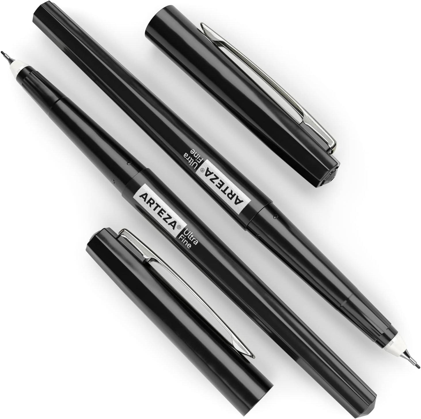 ARTEZA Permanent Markers, 40 Black Pens, Ultra-Fine Tip Paint Pens, Quick-Drying, Water Resistant, for Calligraphy and Note Taking, Office, Classroom(Ultra-Fine Tip)