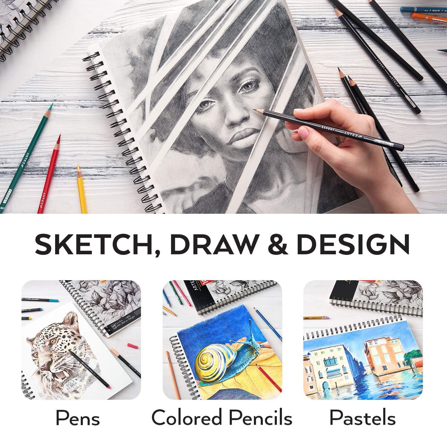 ARTEZA Sketch Book 2-Pack, 9×12 Inches – 200 Sheets, Spiral Bound, 68 lb Acid-Free Drawing Pad for Adults, Teens & Artists for Sketching(2 Pack 9×12)