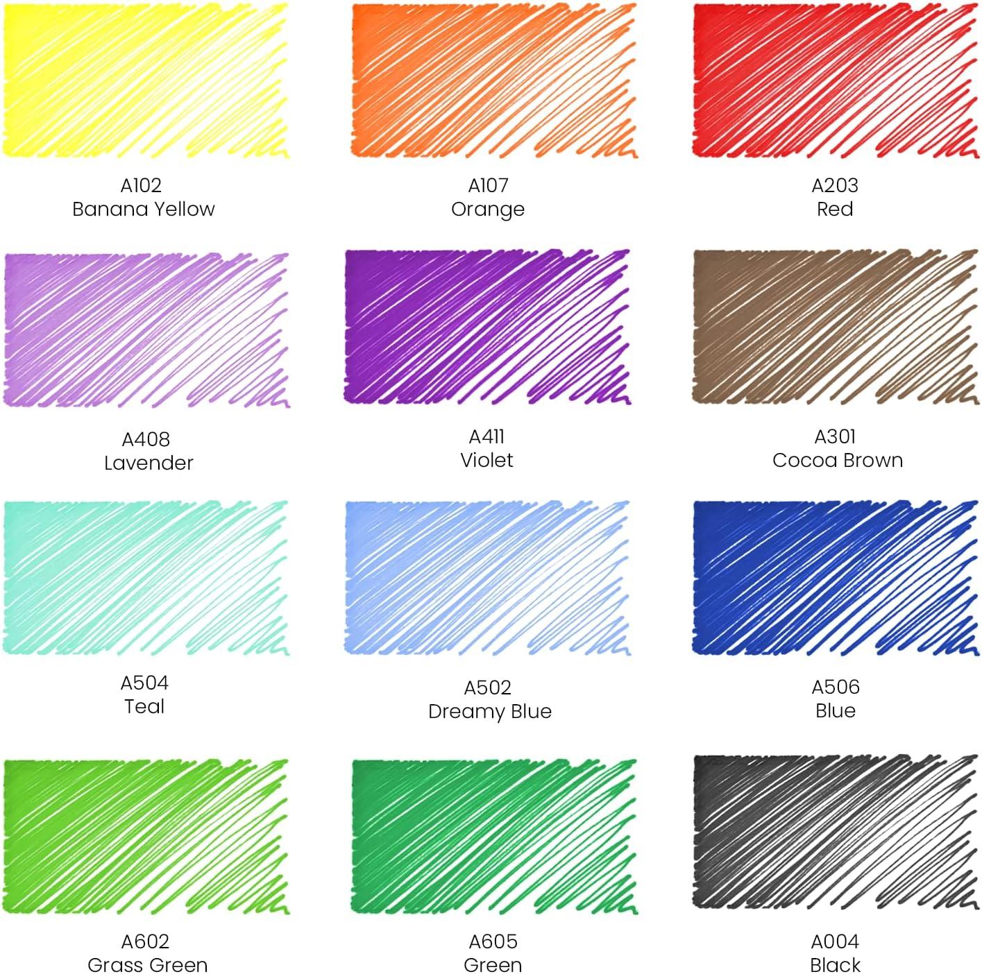 ARTEZA Permanent Markers, 40 Black Pens, Ultra-Fine Tip Paint Pens, Quick-Drying, Water Resistant, for Calligraphy and Note Taking, Office, Classroom(Set 24  12 Rainbow Colors)