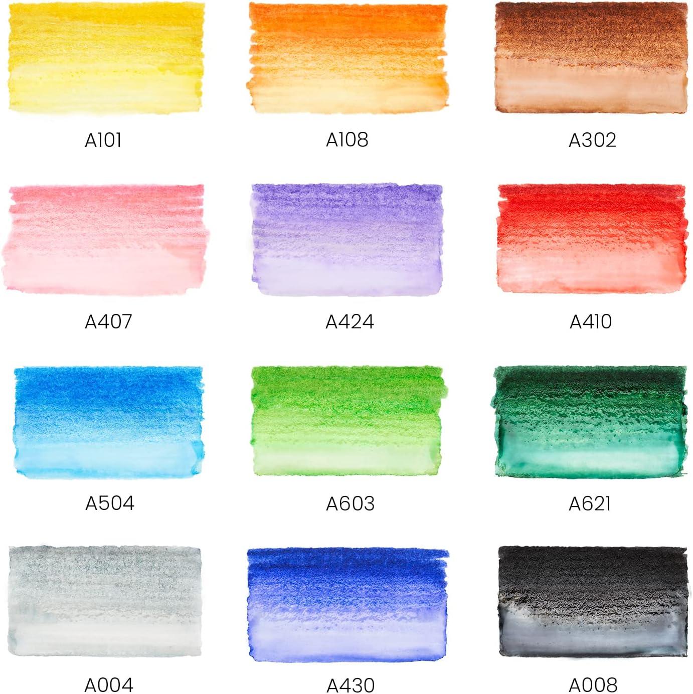ARTEZA 12 Watercolor Pens for Artists, Landscape Tones Real Brush Pens, Blendable Watercolor Markers for Adults(Multicolor)