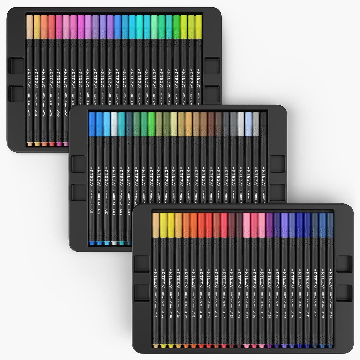 ARTEZA Black Inkonic Fineliners Pens, Set of 12, 0.4 mm Fine Tip Markers, Water-Based Art Pens for Drawing, Sketching, Journaling, Calligraphy(1 Count (Pack of 72))