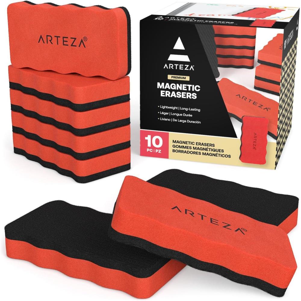Arteza Mini Whiteboard Erasers, Pack of 20, 2 x 2 x 0.8 Inches, Washable Magnetic Erasers for Dry-Erase Boards and Chalkboards, Classroom, Home, and Office Supplies for Students and Teachers(Set of 10)