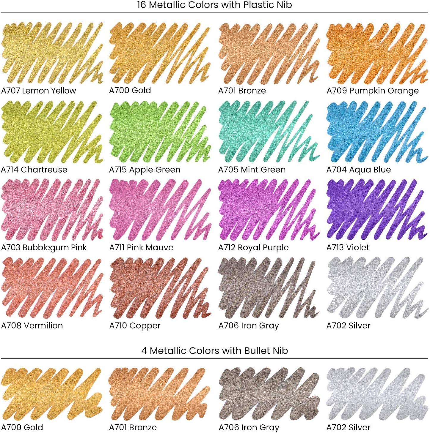 ARTEZA Acrylic Paint Markers, Set of 12 Metallic Marker Pens, 3 Gold, 3 Silver, 3 Black, 3 White, Extra-Fine Nibs, 15mm, for Stone, Glass, and Wood(Metallic)