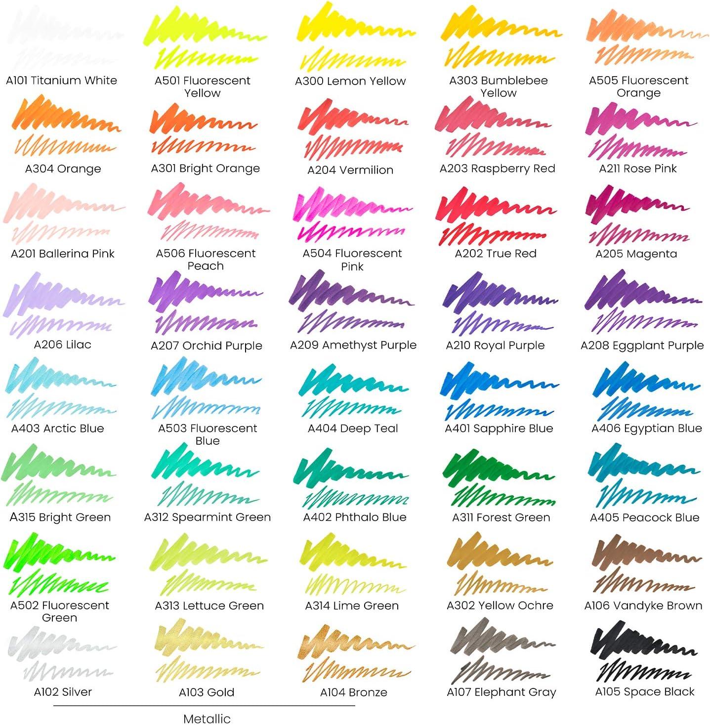 ARTEZA Acrylic Paint Markers, Set of 40 Acrylic Paint Pens in Assorted Colors, Art Markers for Glass, Pottery, Ceramic, Plastic, Rocks, and Canvas(Big barrel  Set of 40)