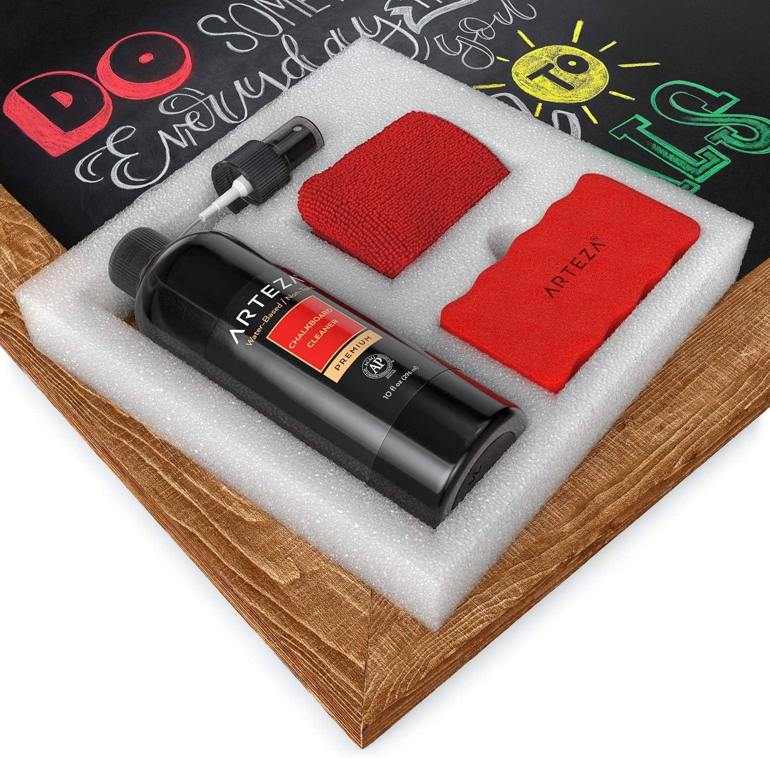 Arteza Chalkboard Cleaner Set with 2 Cleaners, 10-Ounces Each, 1 Microfiber Fabric Towel, 2 Magic Sponges & 1 Magnetic Eraser, Office Supplies for Chalkboards, Blackboards & Glass Surfaces(3)