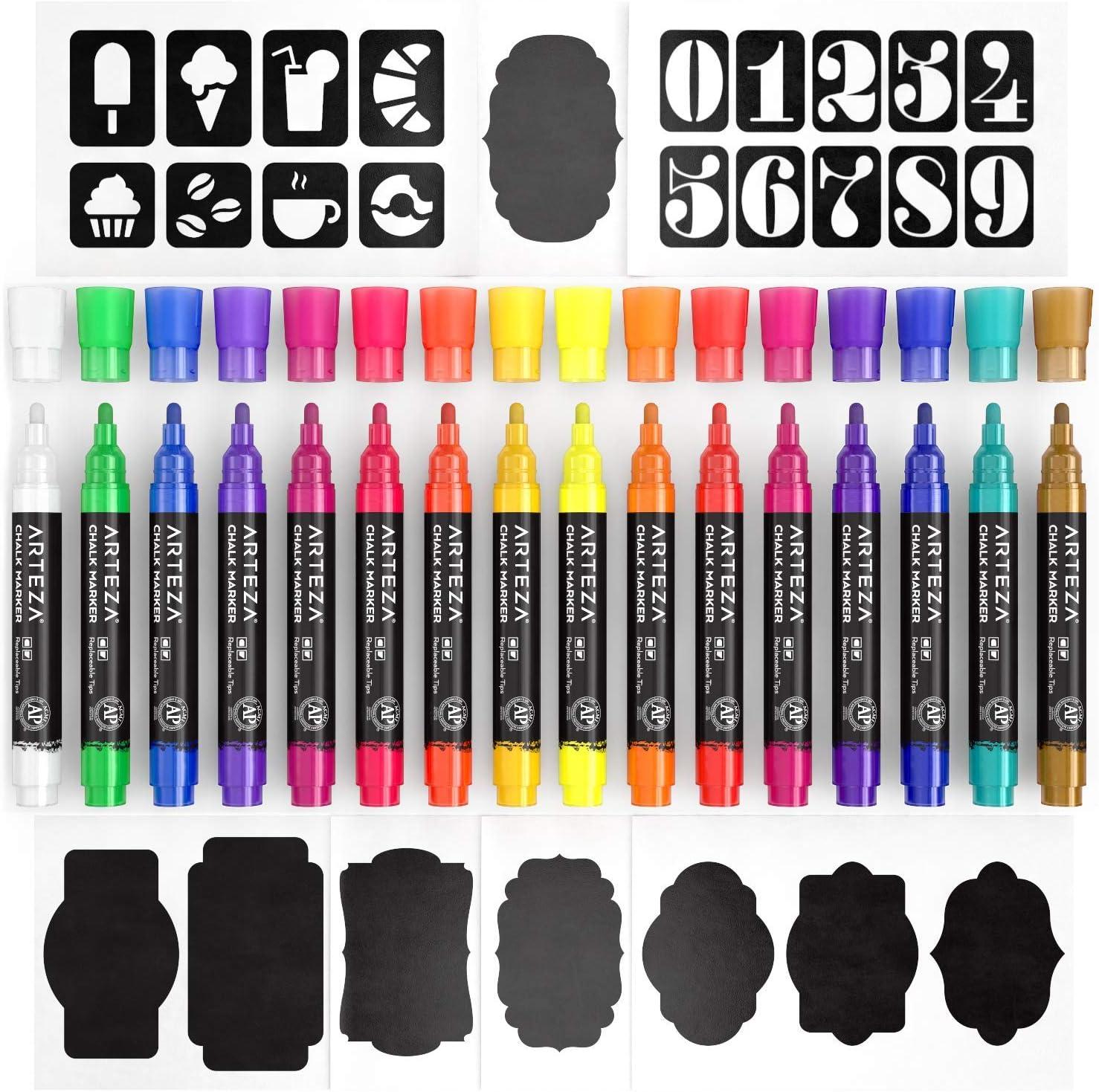 ARTEZA Liquid Chalk Markers, Set of 8, Metallic Colors, Erasable(Bright)